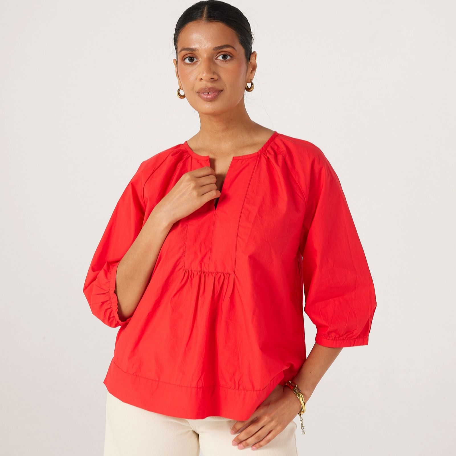 Masai Copenhagen Red Darethiel 100% Cotton Popplin Top