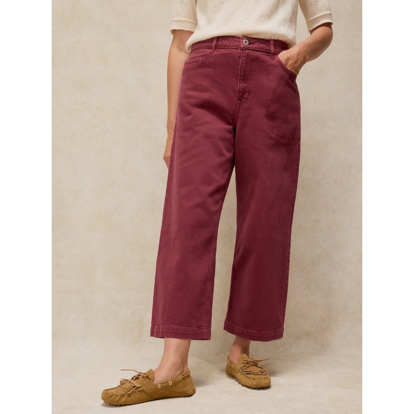 White Stuff Dark Brown Tia Wide Leg Crop Jean