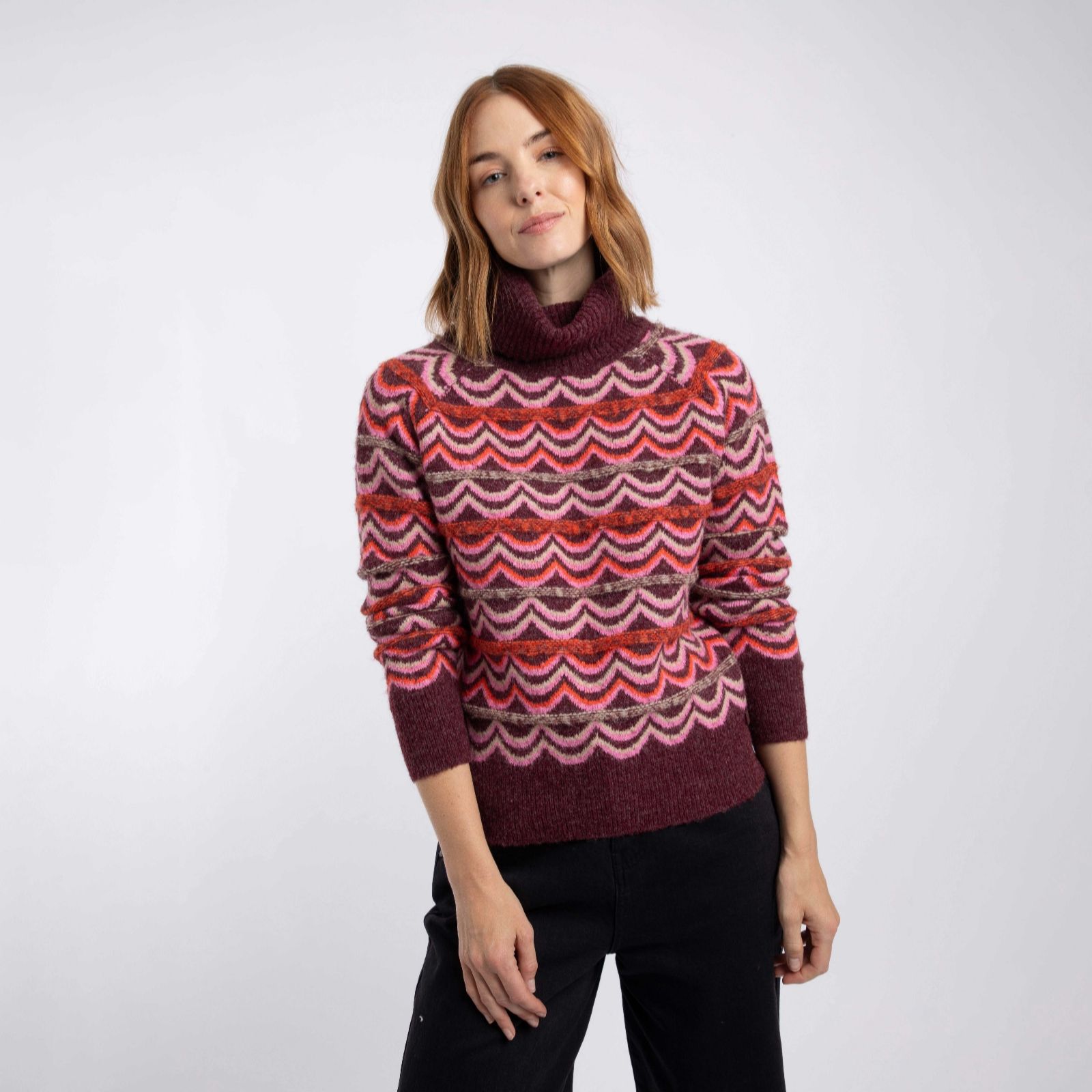 Weird Fish Dandi Patterned Roll Neck Jumper women's