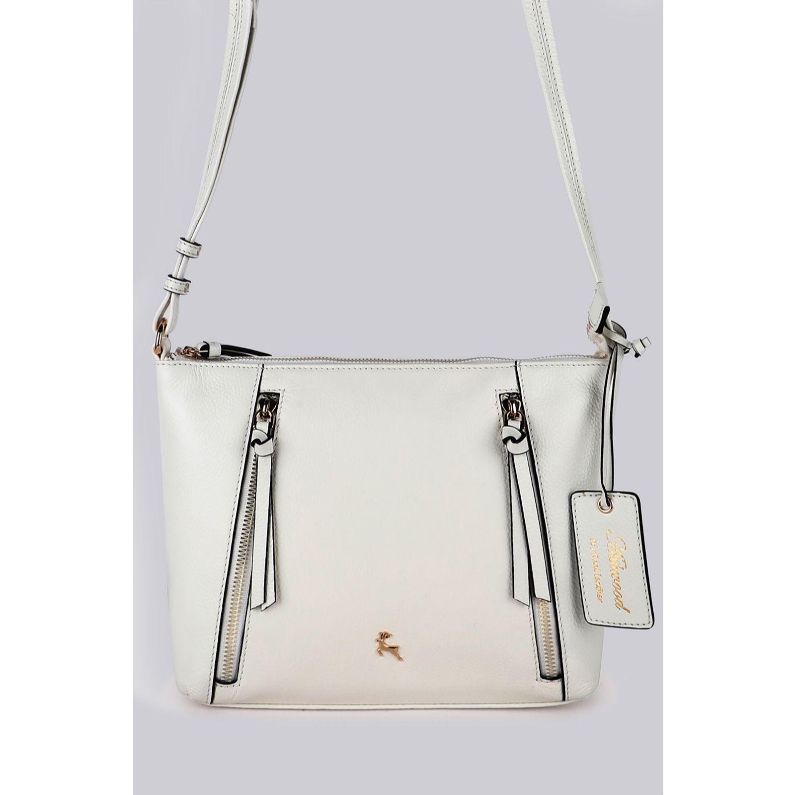 Ashwood Zip Front Leather Crossbody Bag