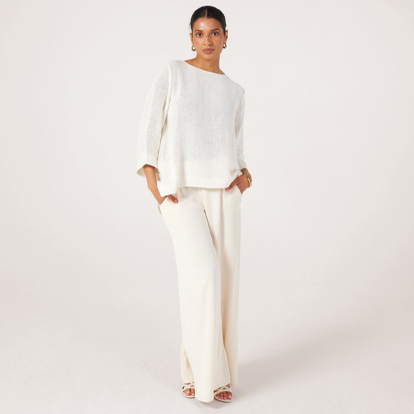Masai Copenhagen Ivory Dovinia Cotton Viscose Boucle Open Knit Top