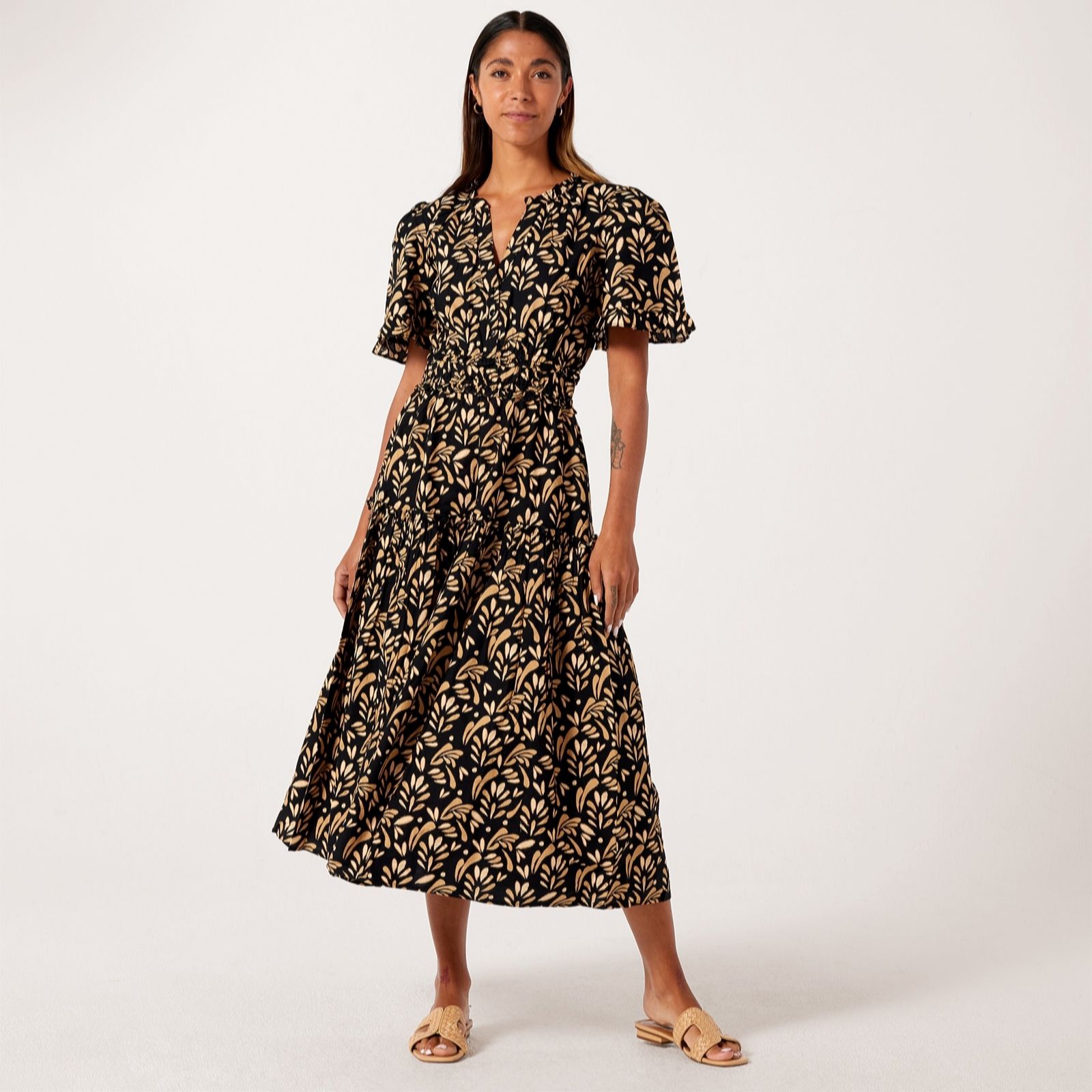 Monsoon Women's Black Multi Bryony Print Dress