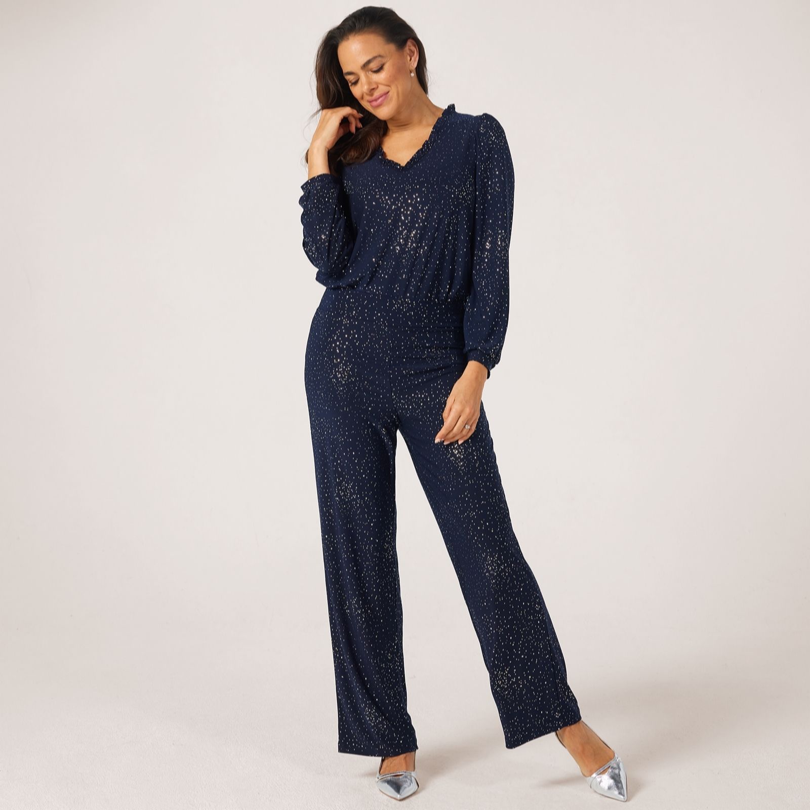 Kim & Co Foil Brazil Jersey Dazzle Straight Leg Standard Trousers women's