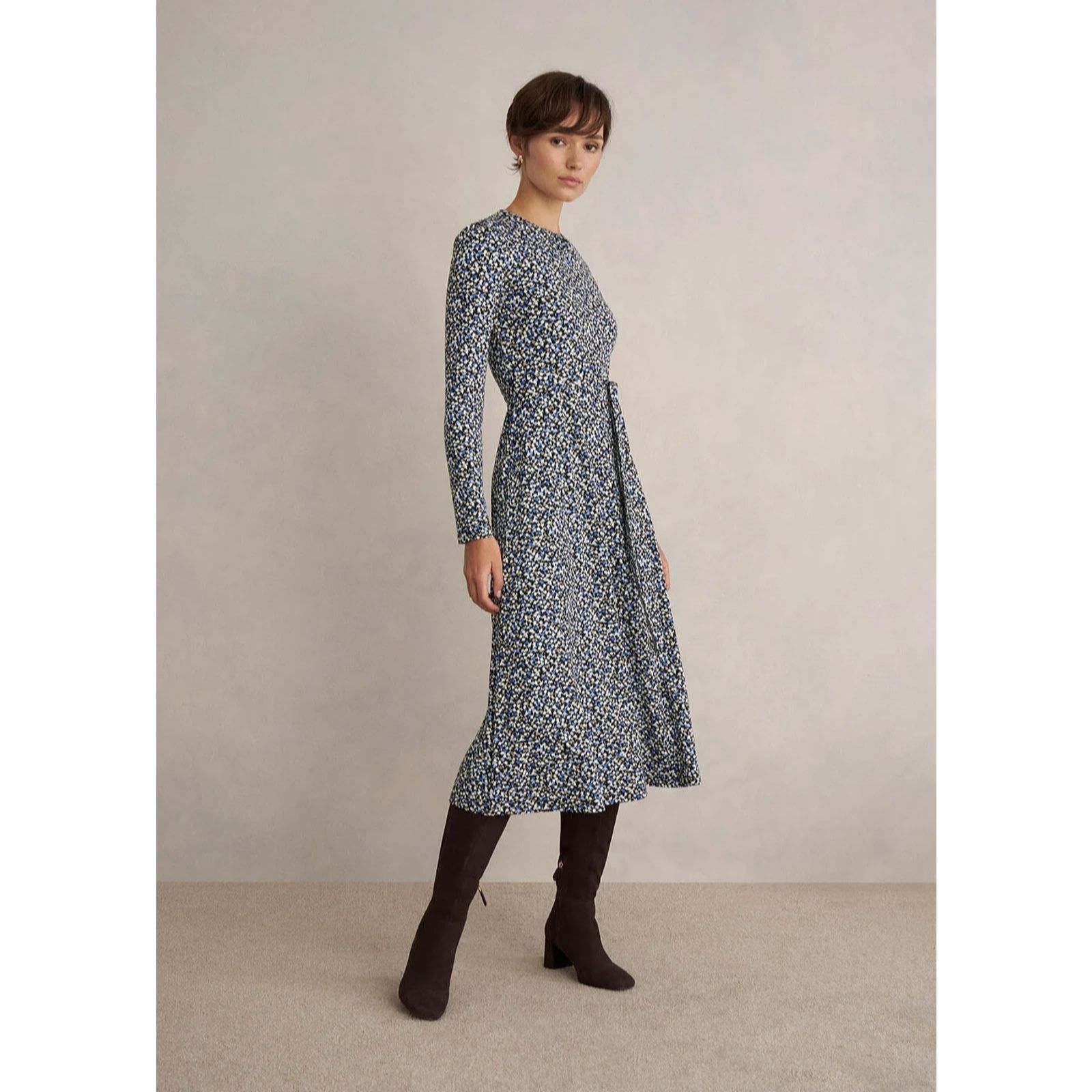 Hobbs London Navy Multi Dakota Jersey Dress