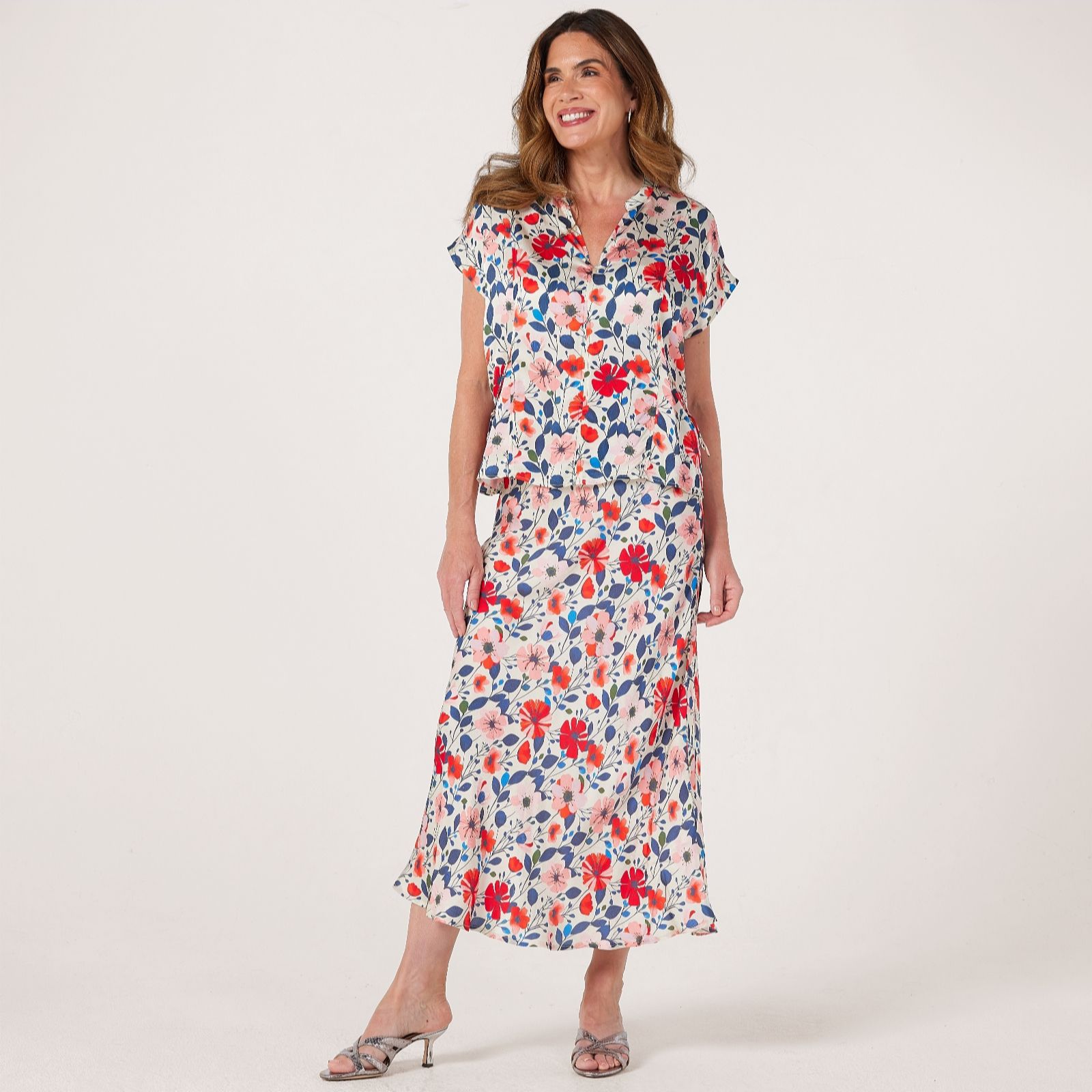 Masai Copenhagen Red Poppy Biolyssa Printed Sateen Viscose Top