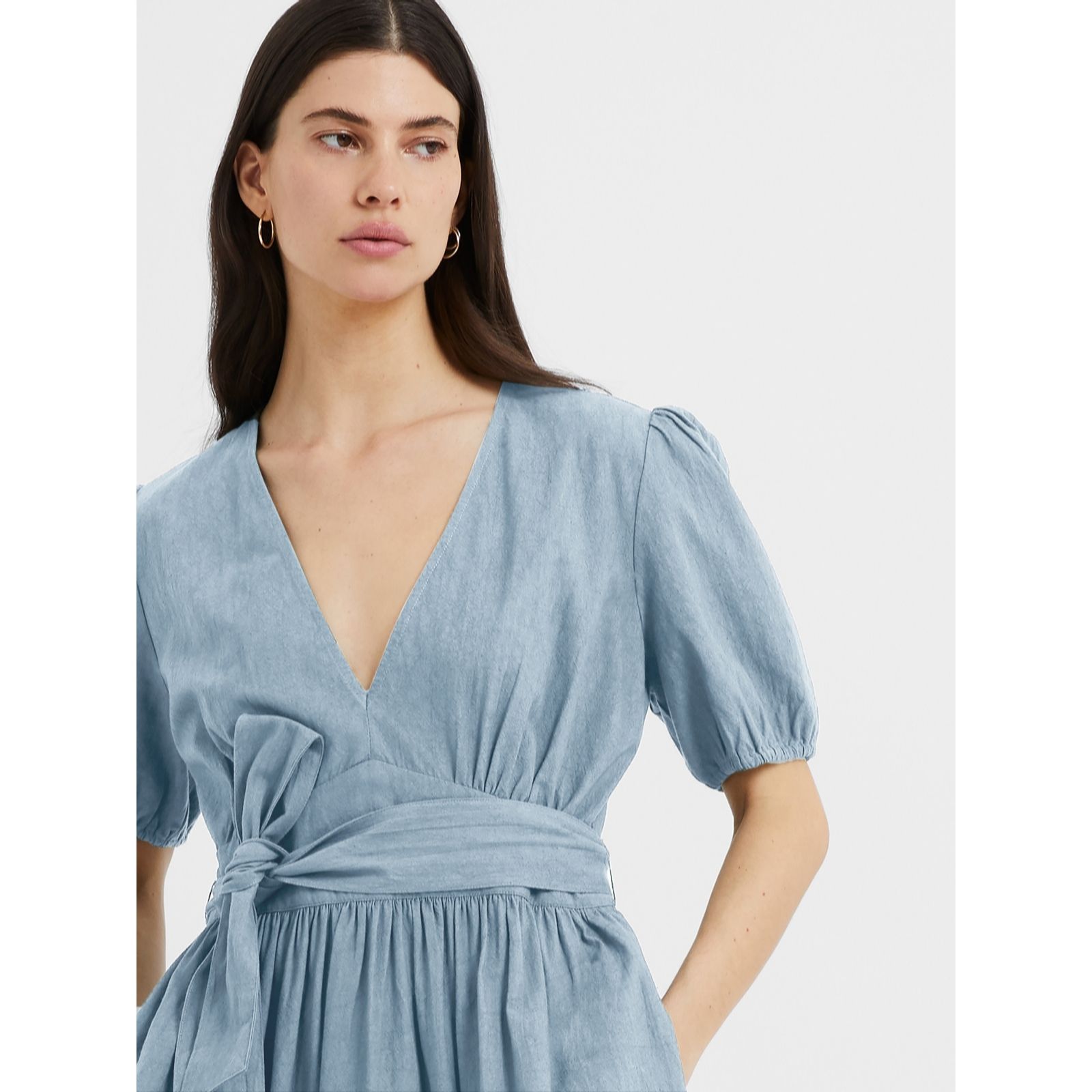 Great Plains Crinkle Cotton V Neck Dress