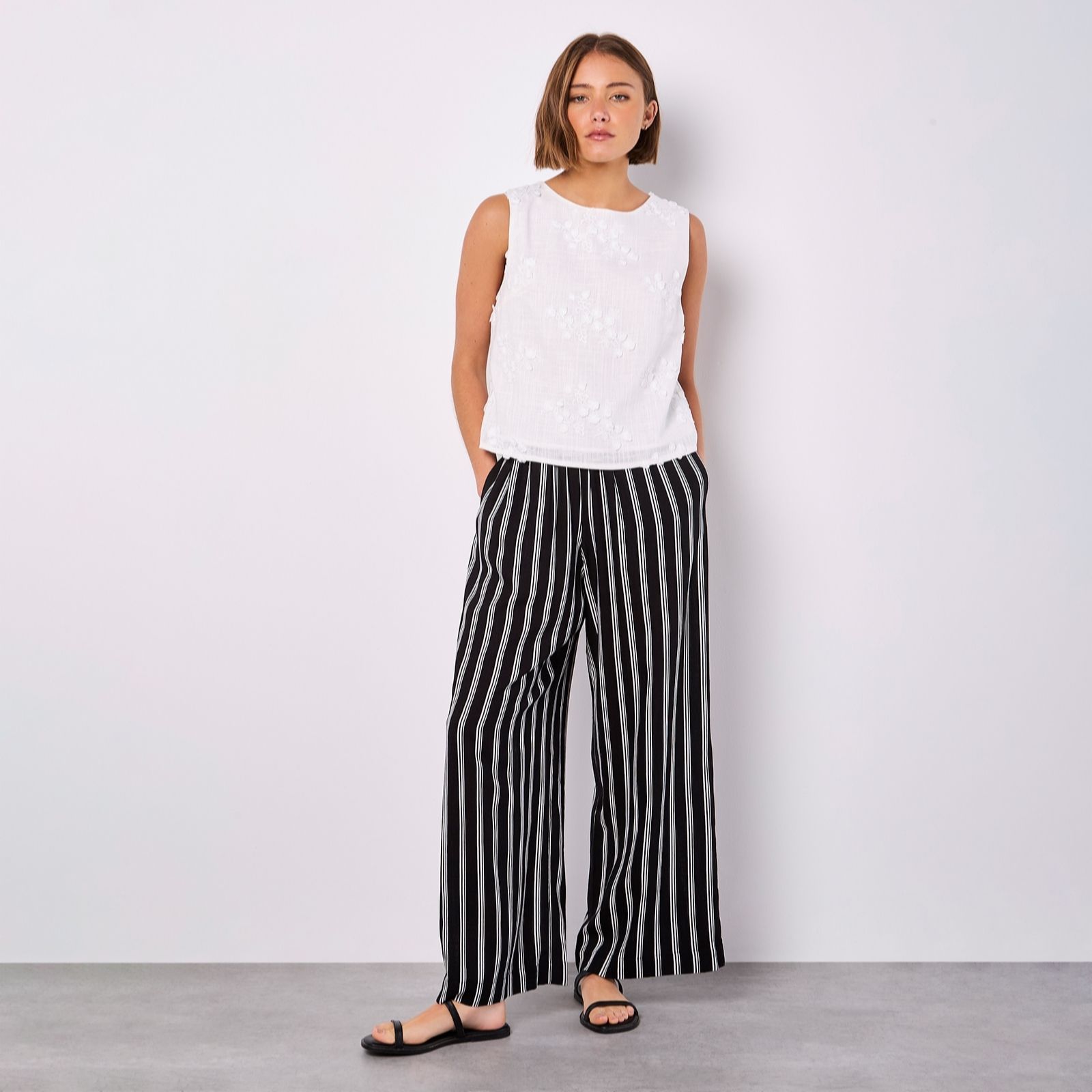 Apricot Stripe Wide Leg Trousers women's