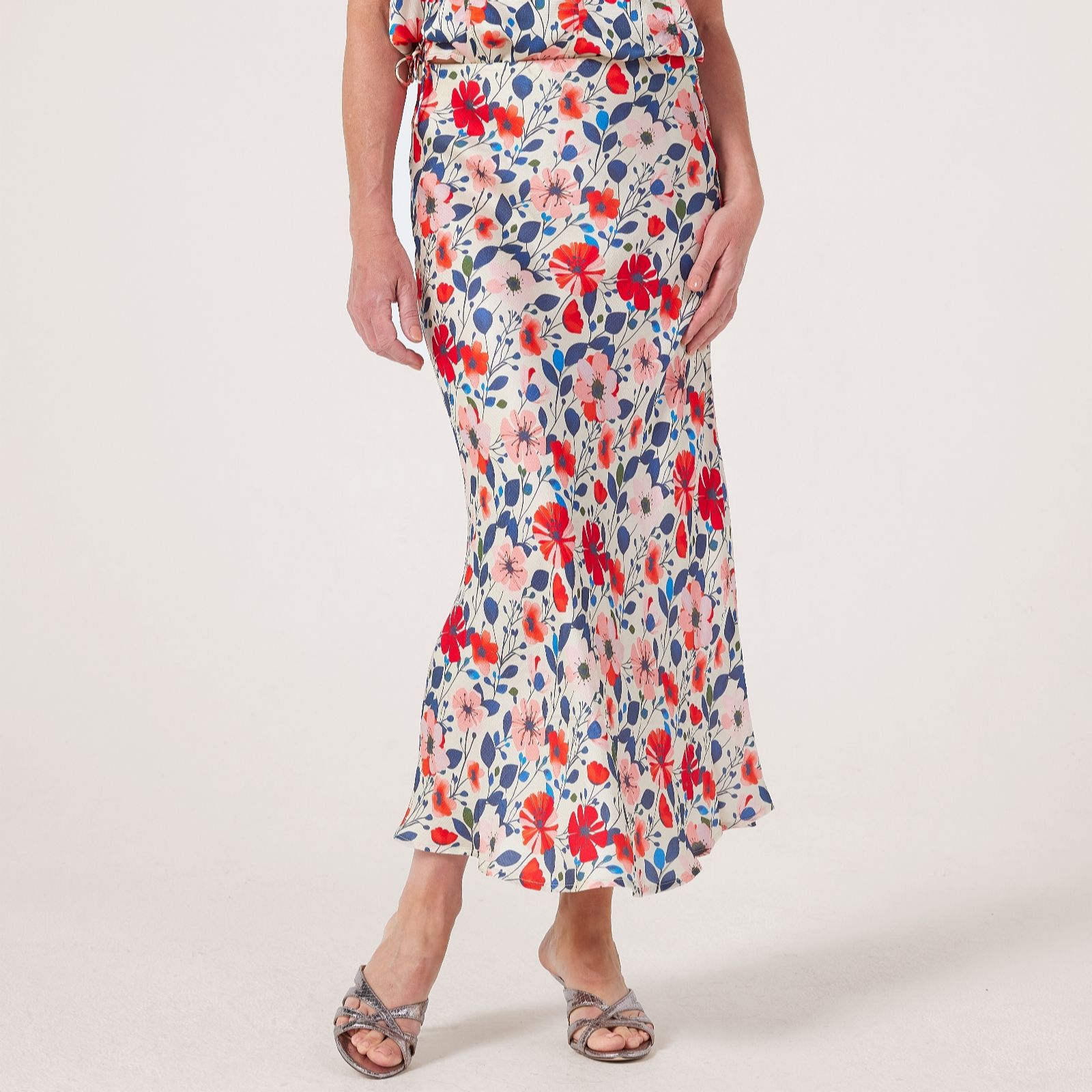 Masai Copenhagen Red Poppy Solviera Printed Sateen Viscose Skirt