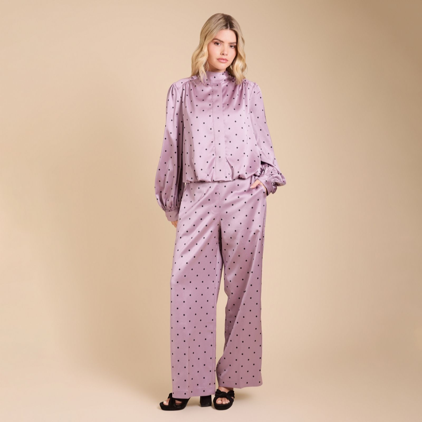 Oasis Satin Crepe Spot Trouser Petite women's