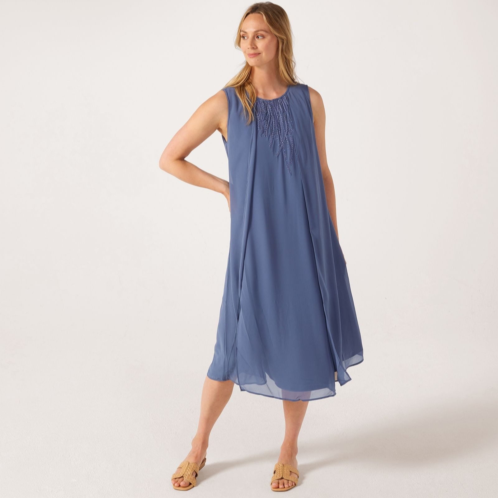 Marlawynne Black Collection Chiffon Overlay Embroidered Dress