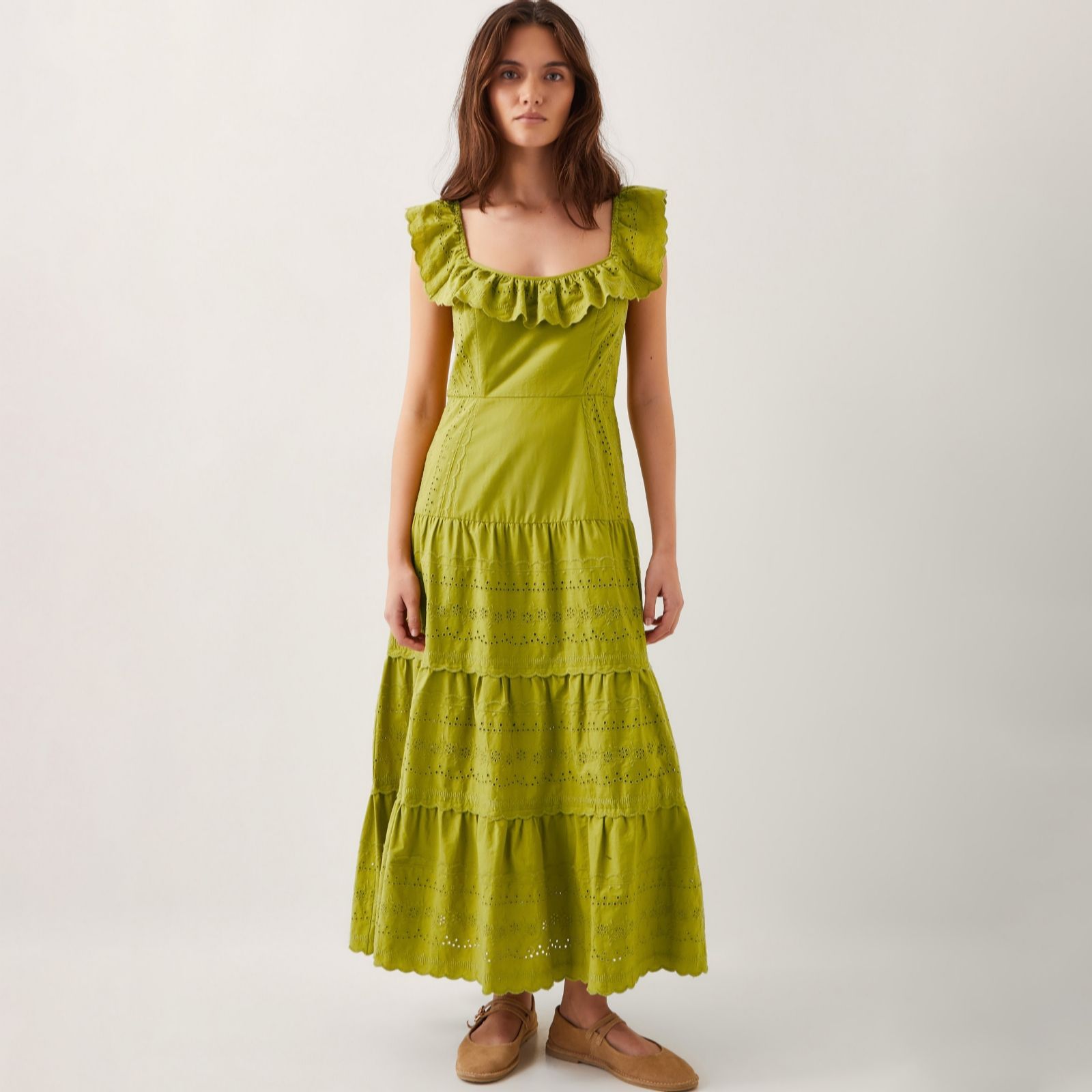Monsoon Women's Green Lucy Broderie Dress