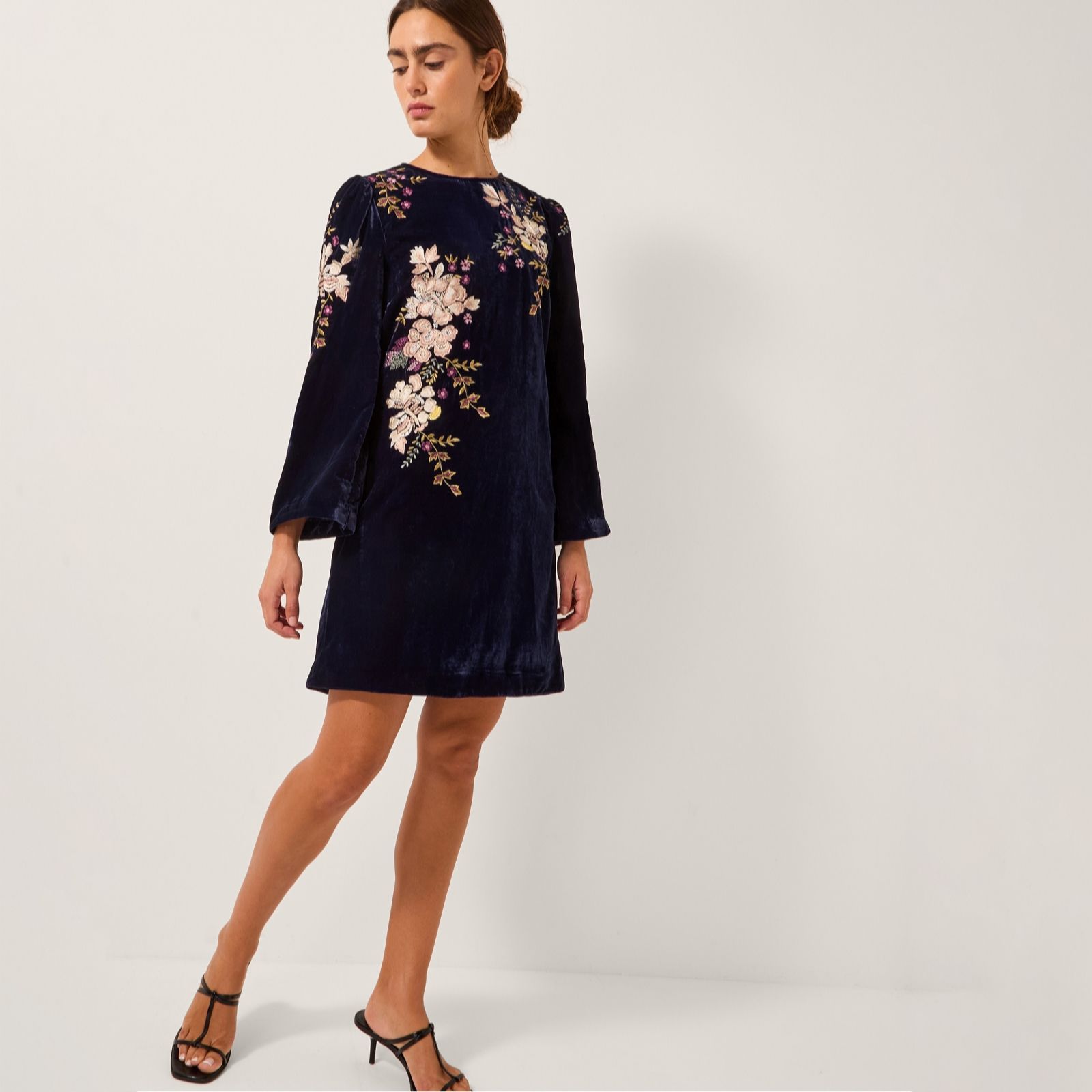 Monsoon Women's Navy Fallon Embroidered Dress