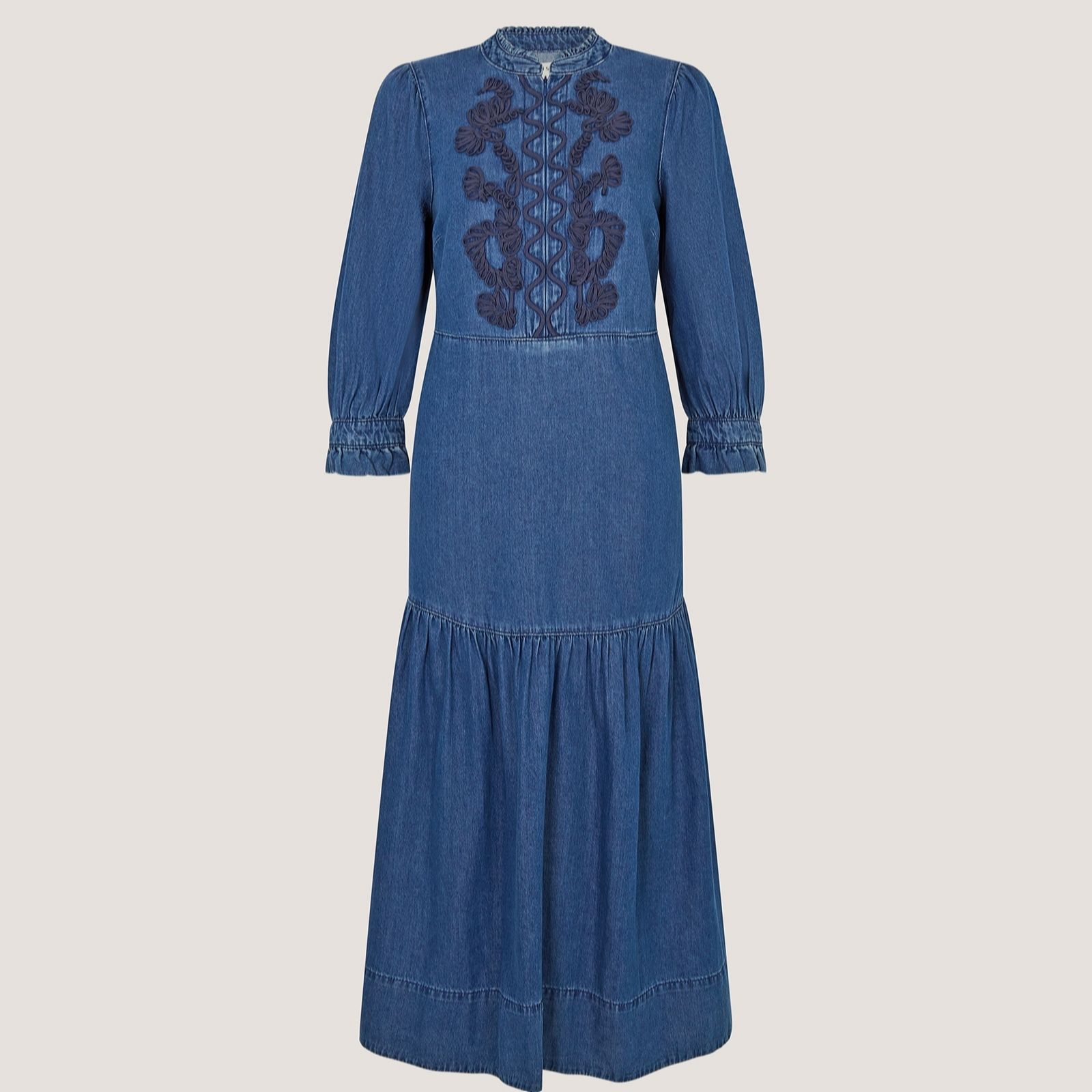 Monsoon Mid Authentic Blue Melissa Embroidered Dress