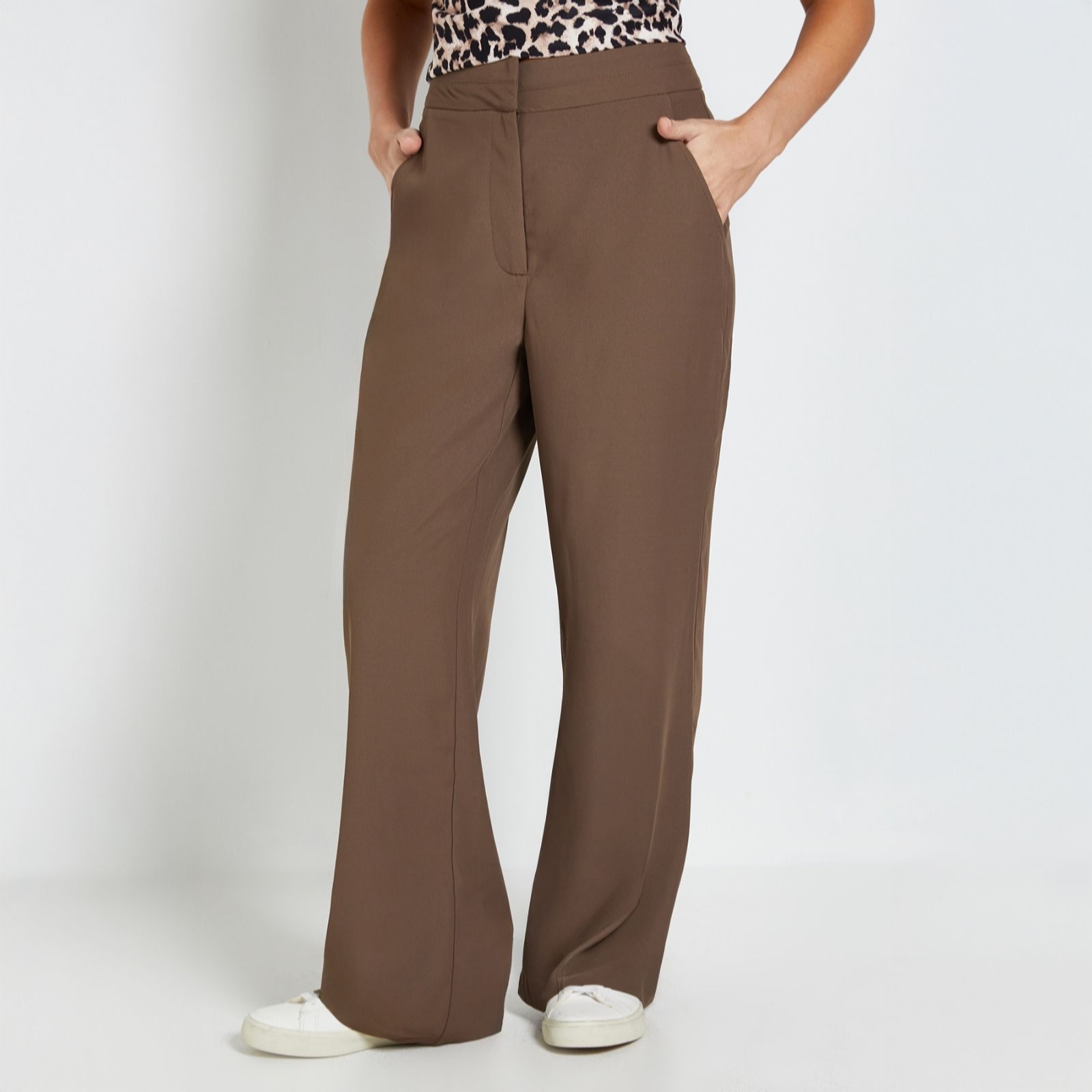 Dorothy Perkins Mocha Stitch Waistband Straight Leg Trouser