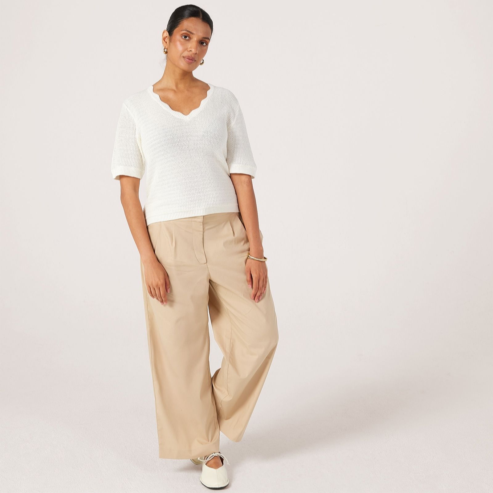 Masai Copenhagen Sand Paritha Cotton Poplin Stretch Cropped Trouser