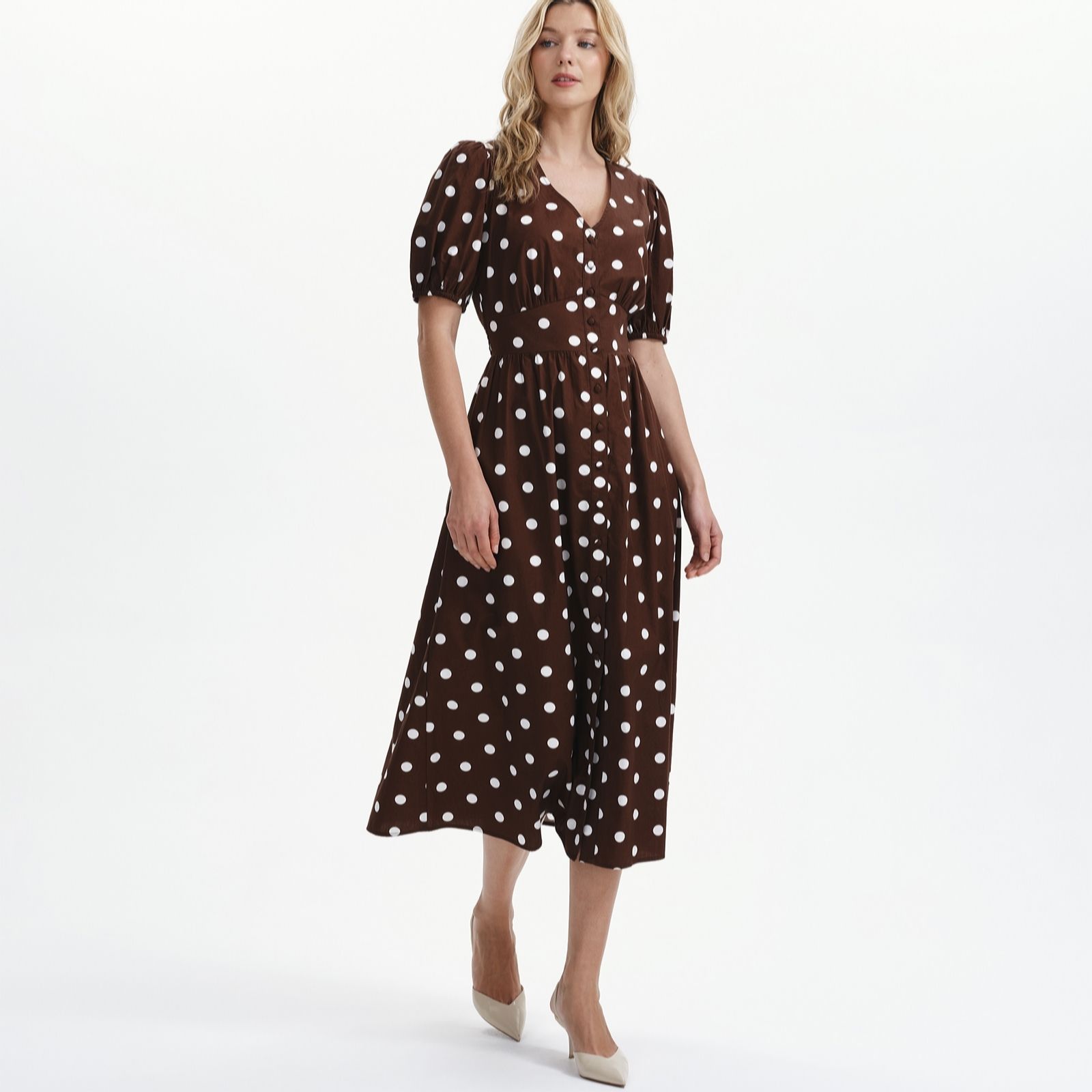 Finery London Addison Cotton Poplin Spot Dress Petite women's