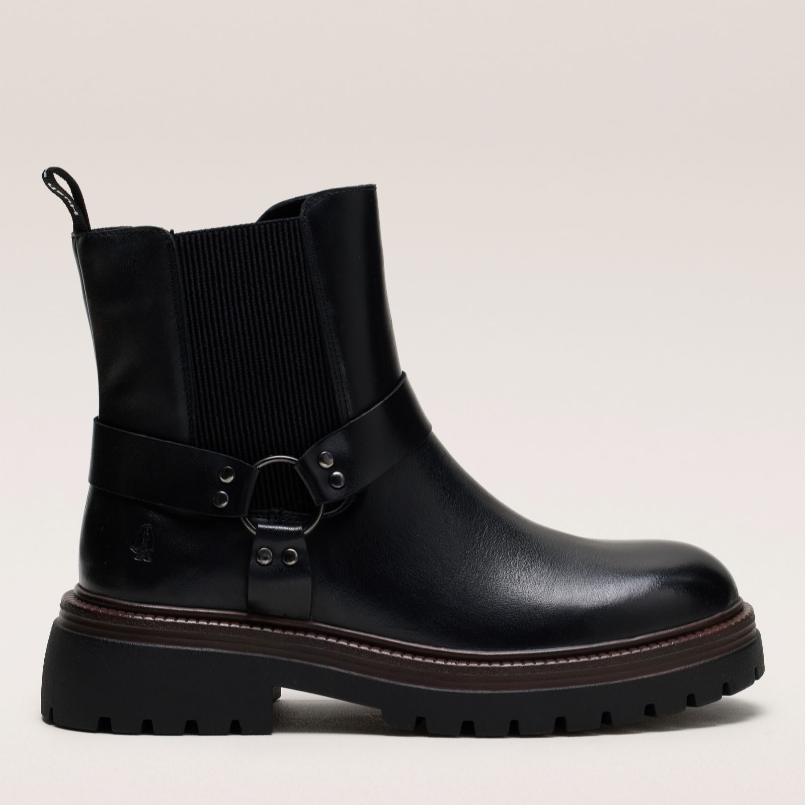 Hush Puppies Black Leather Raye Buckle Boot