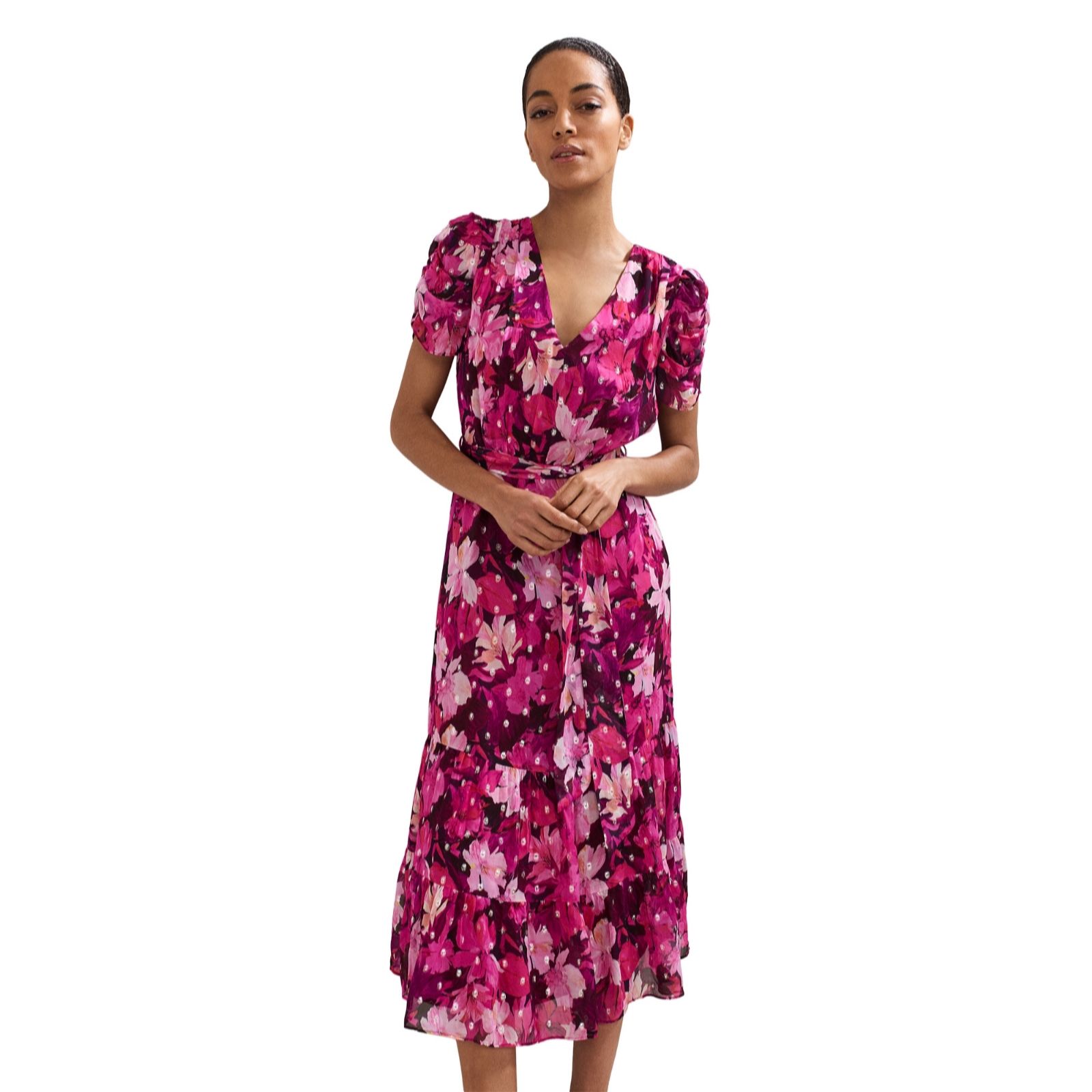 Phase Eight Azalea Shimmer Pink Floral Dress women's