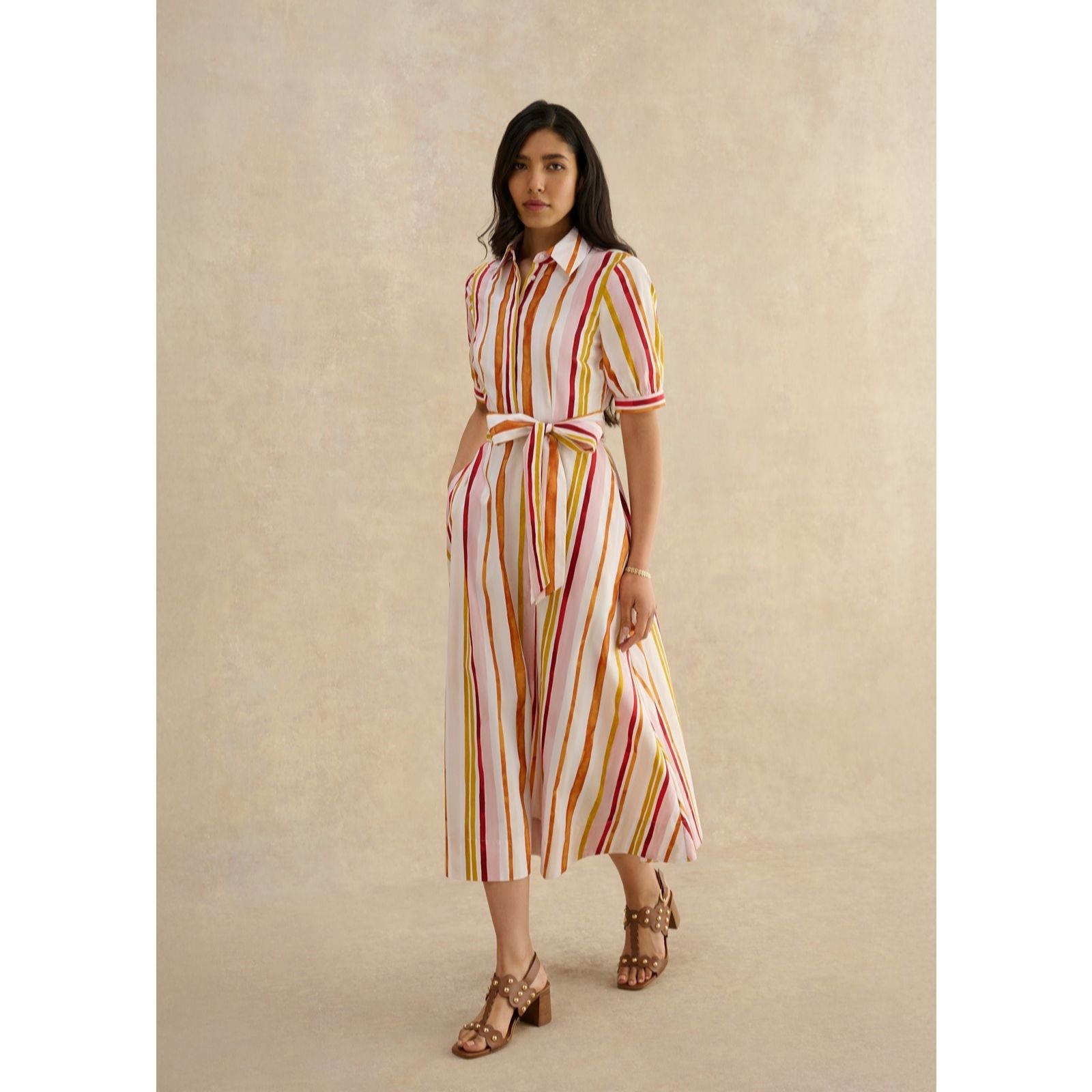 Hobbs London Ivory Multi Cressida Cotton Shirt Dress Standard