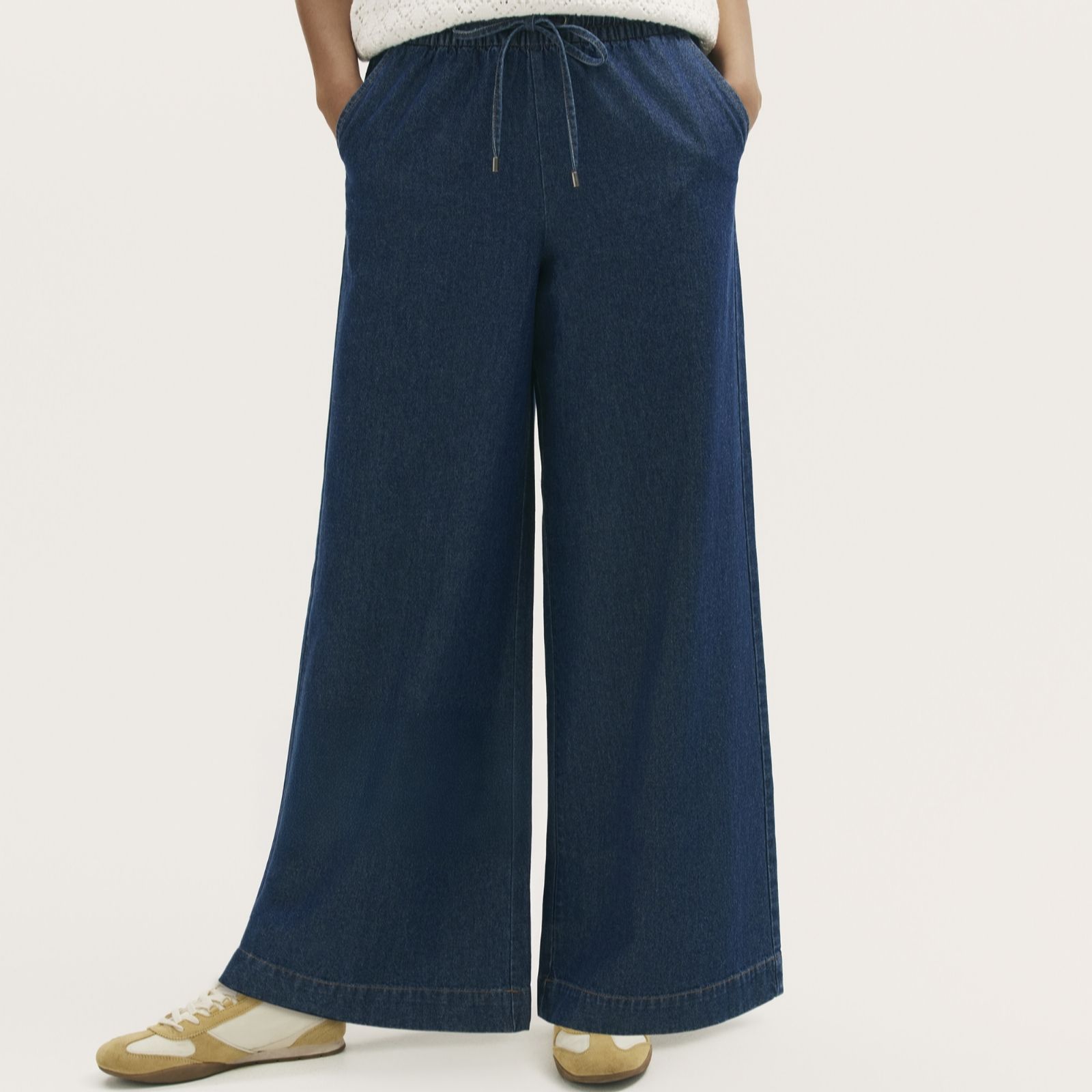 Finery London Dixie Denim Drawstring Wide-Leg Trousers Standard women's