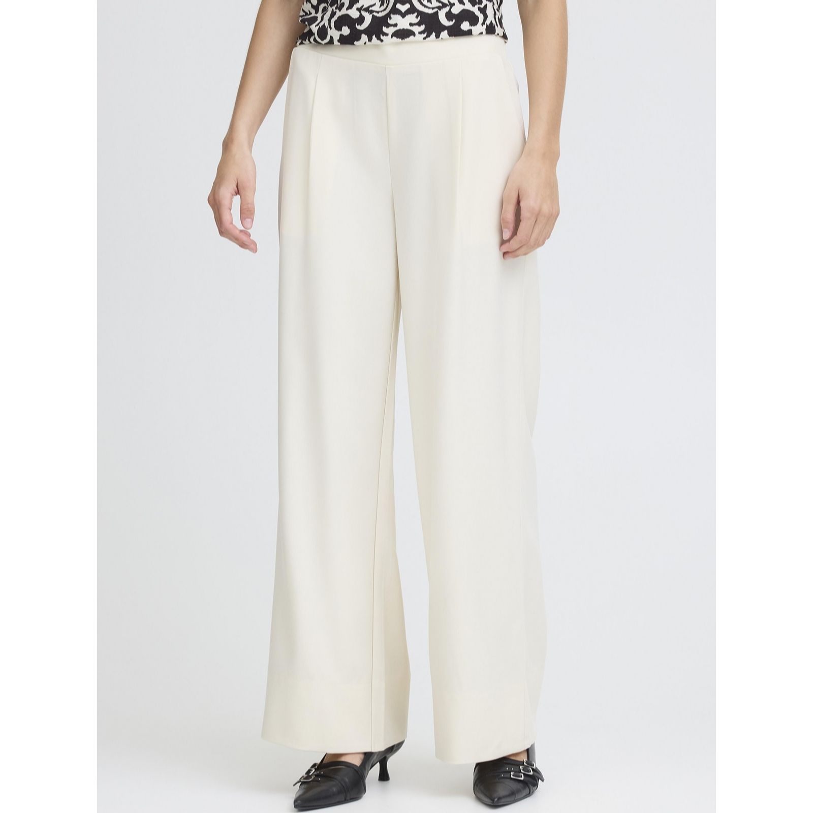 Ichi Women's Almond Milk Dotte Pull On Trousers