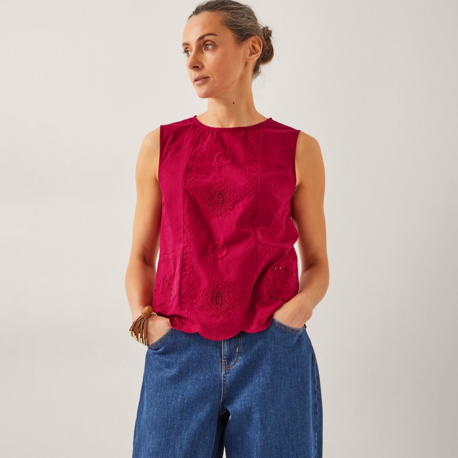Monsoon Orla Broderie Tank women's