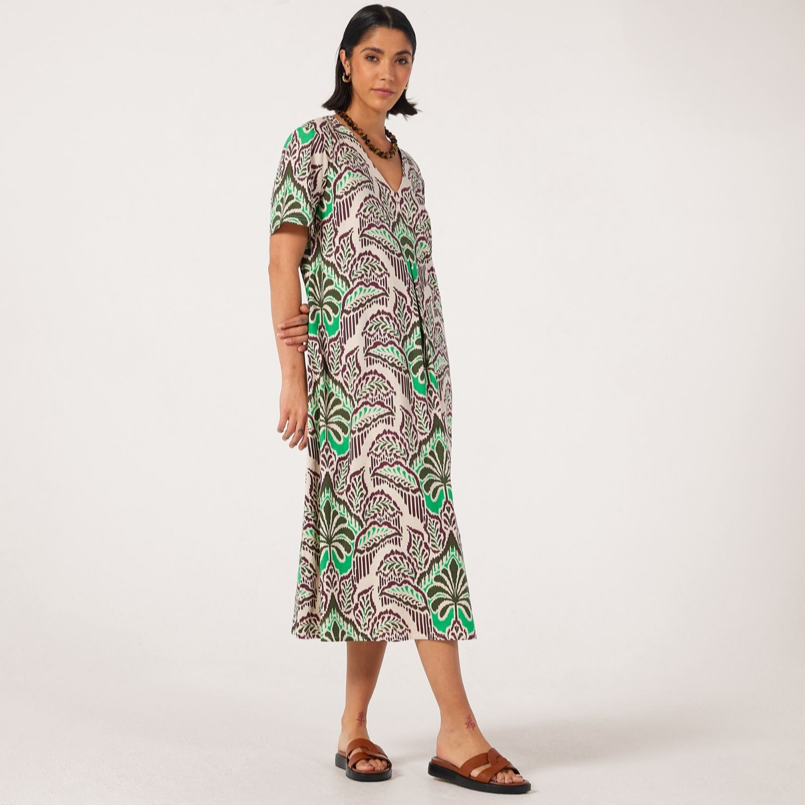 Ben De Lisi Ikat Palm Studio 70 Linen Printed Dress Standard