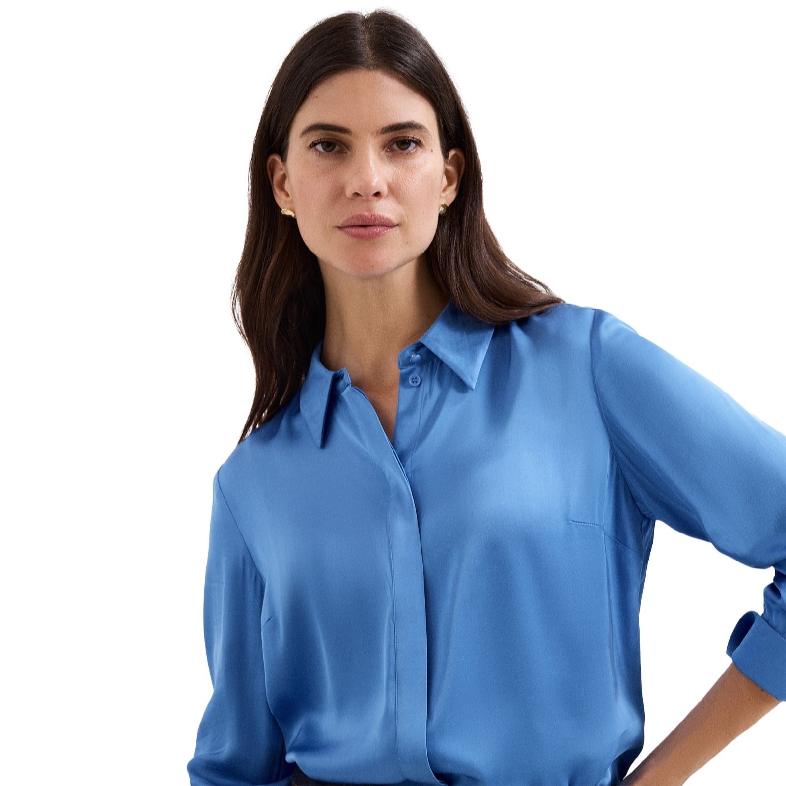 Phase Eight Novie Blue Satin Shirt women's