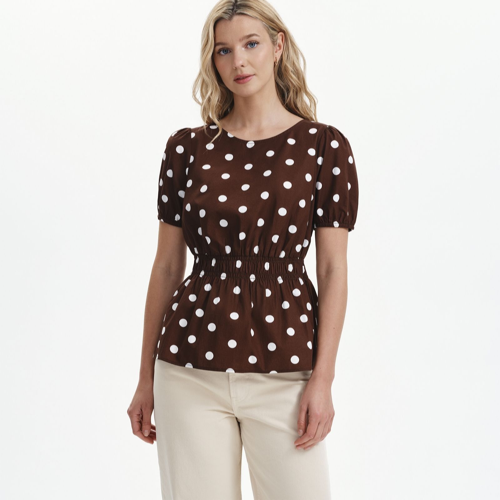 Finery London Raya Cotton Poplin Puff Sleeve Top women's