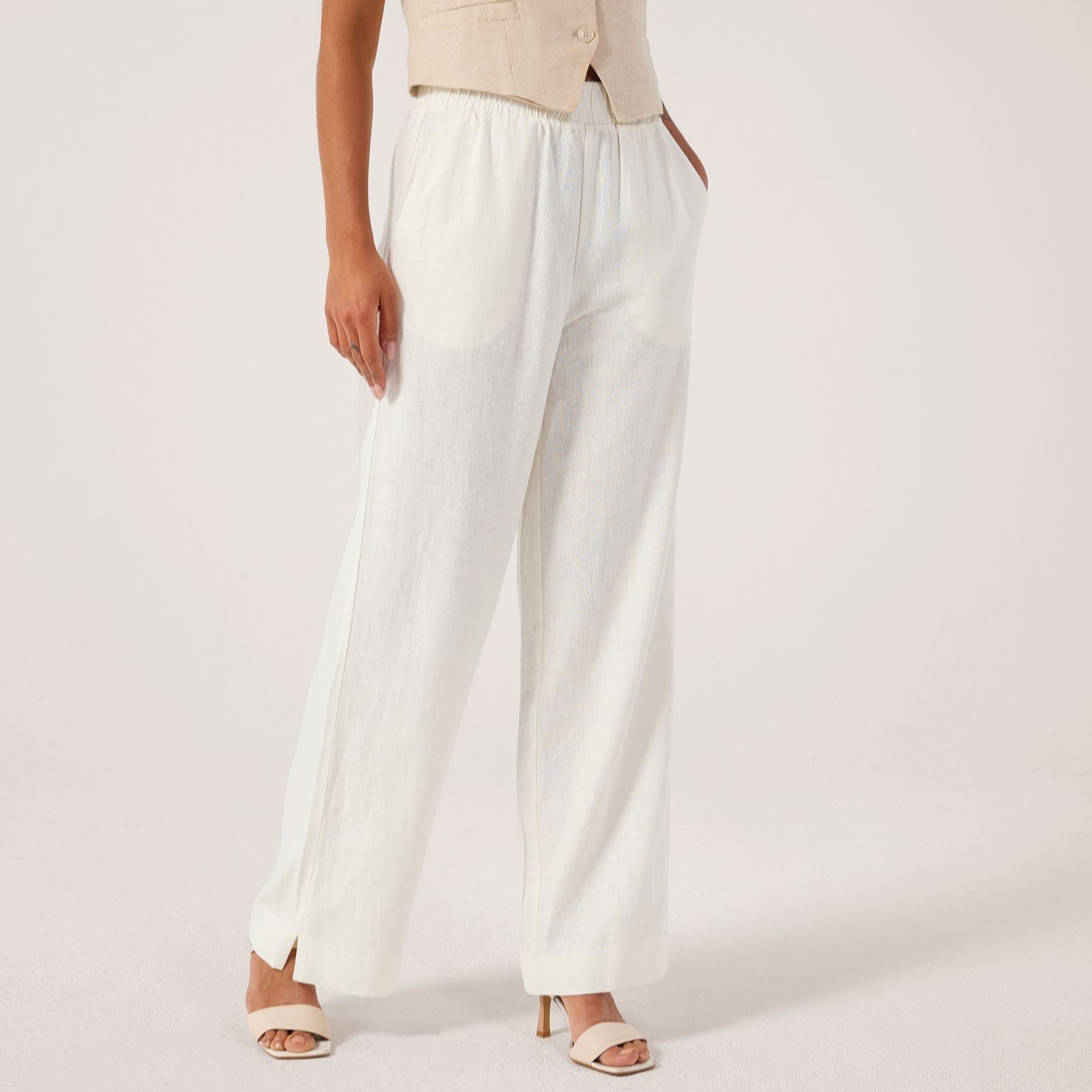 YAS Flaxy High Waisted Linen Blend Trouser