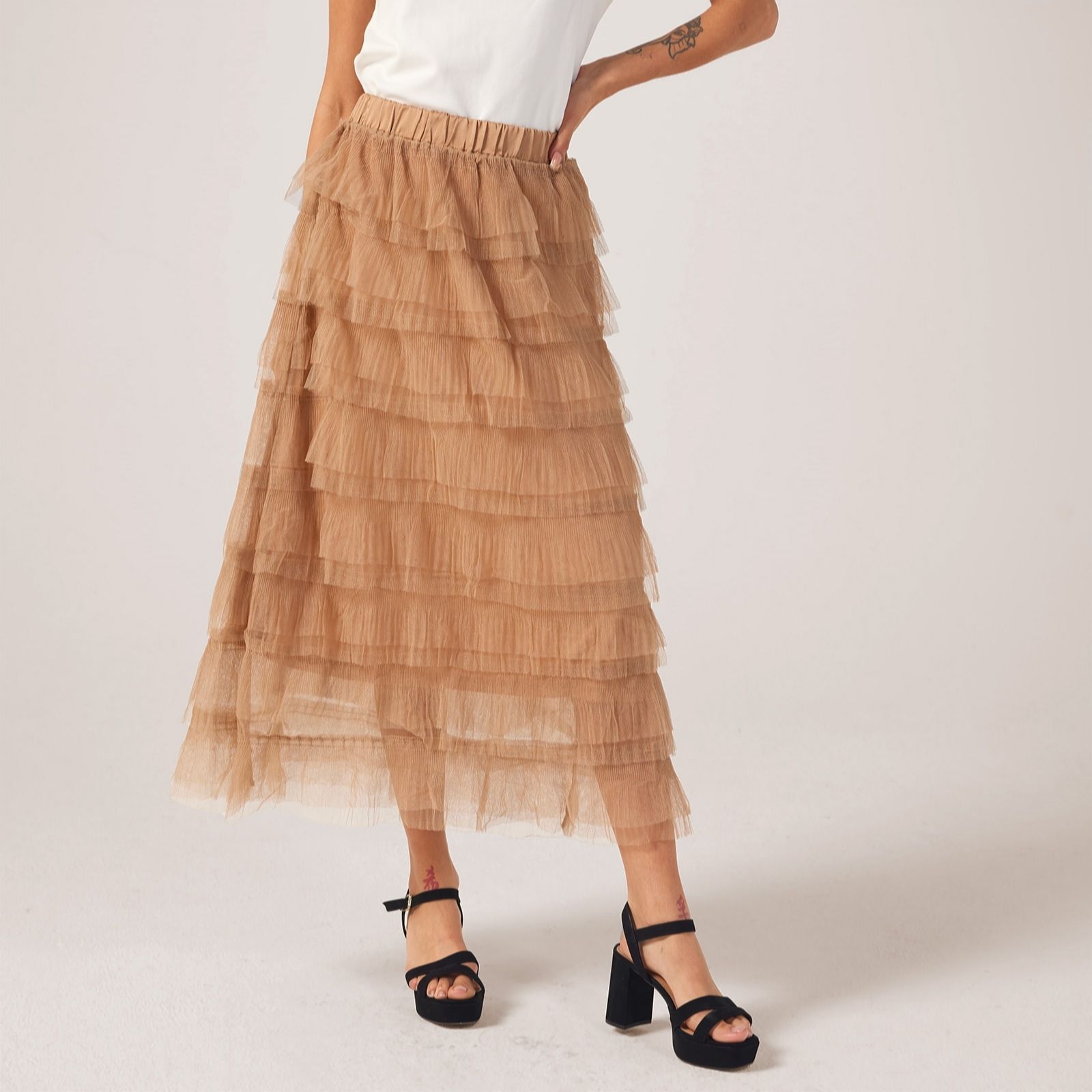 Malissa J Tiered Mesh Skirt