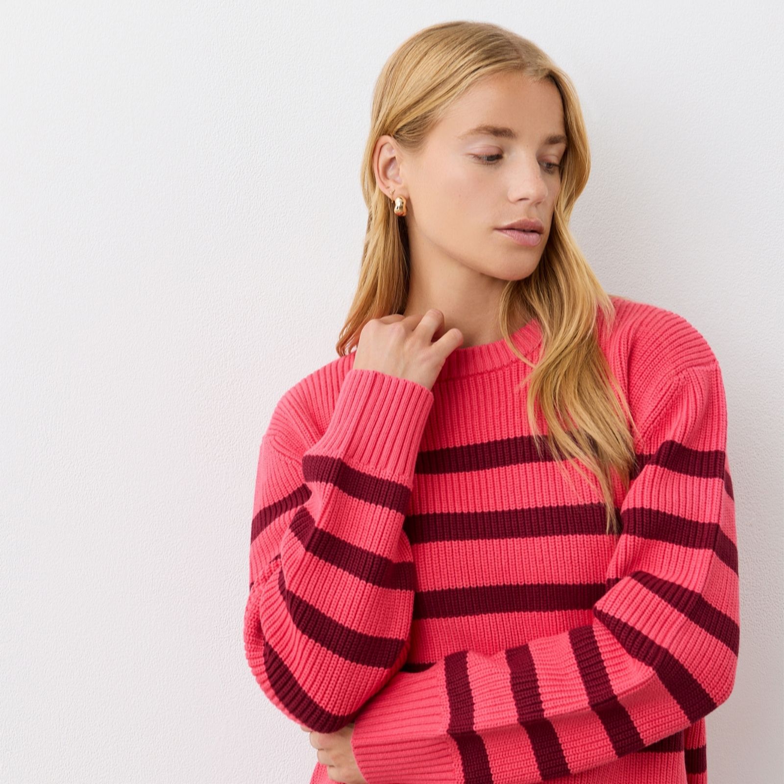 Finery Navy Ivory London Serena Knitted Jumper