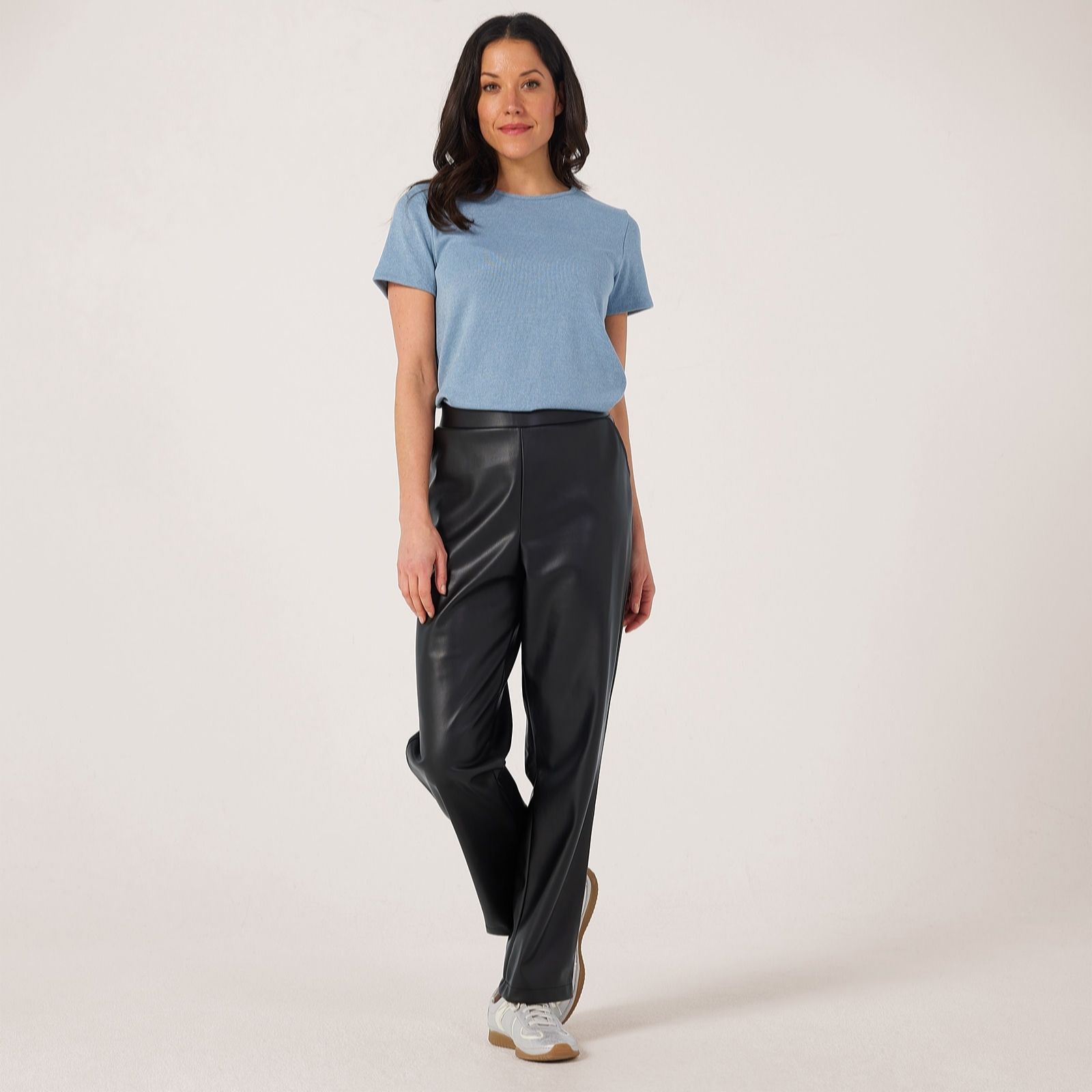 Kim & Co Black Soft Vegan Leather Narrow Leg Standard Trouser