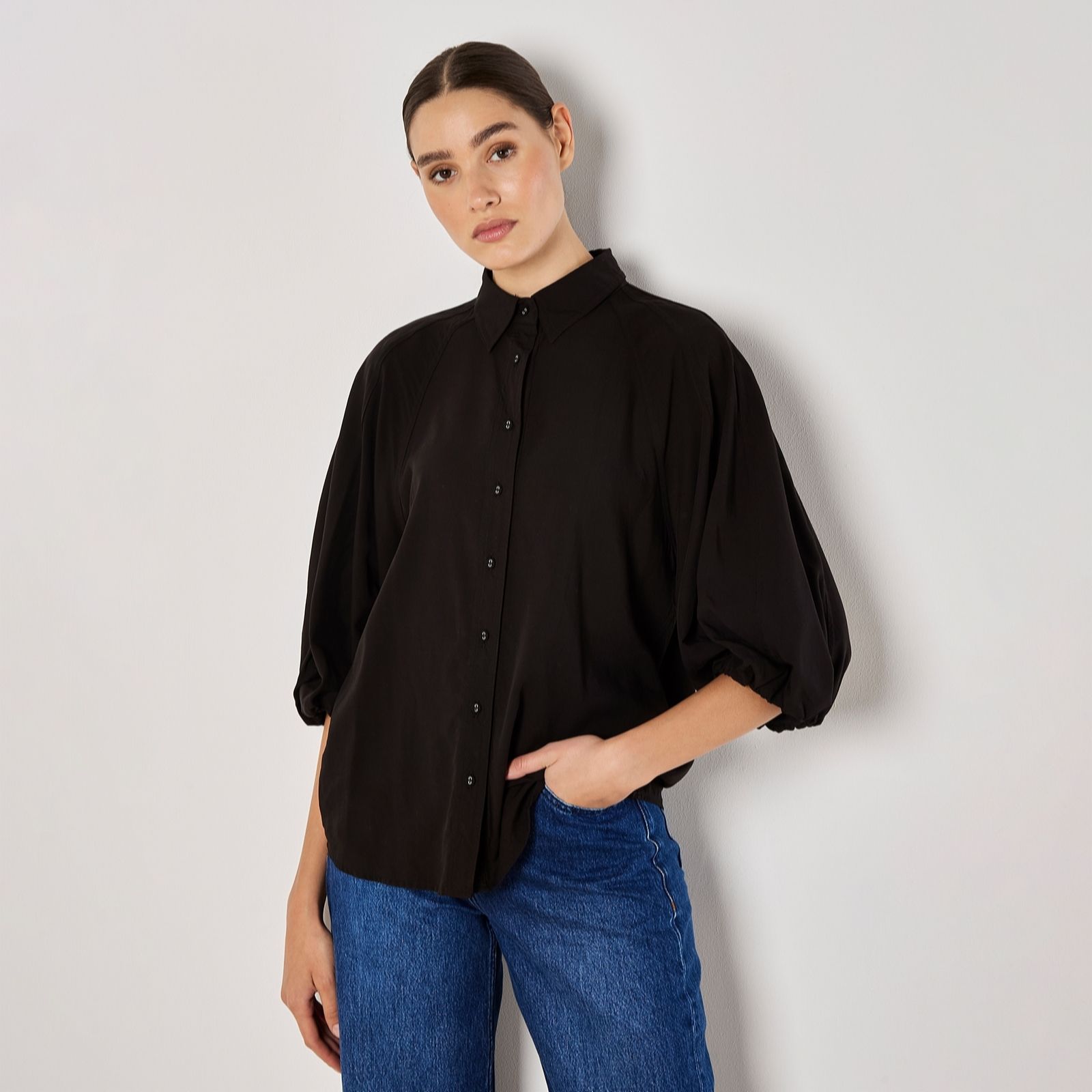 Apricot Seam Detail Puff Sleeve Shirt