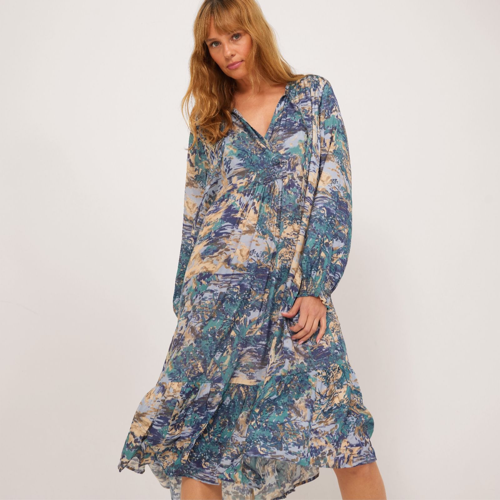 Masai Copenhagen Red Multi Maniteroi Printed Midi Dress