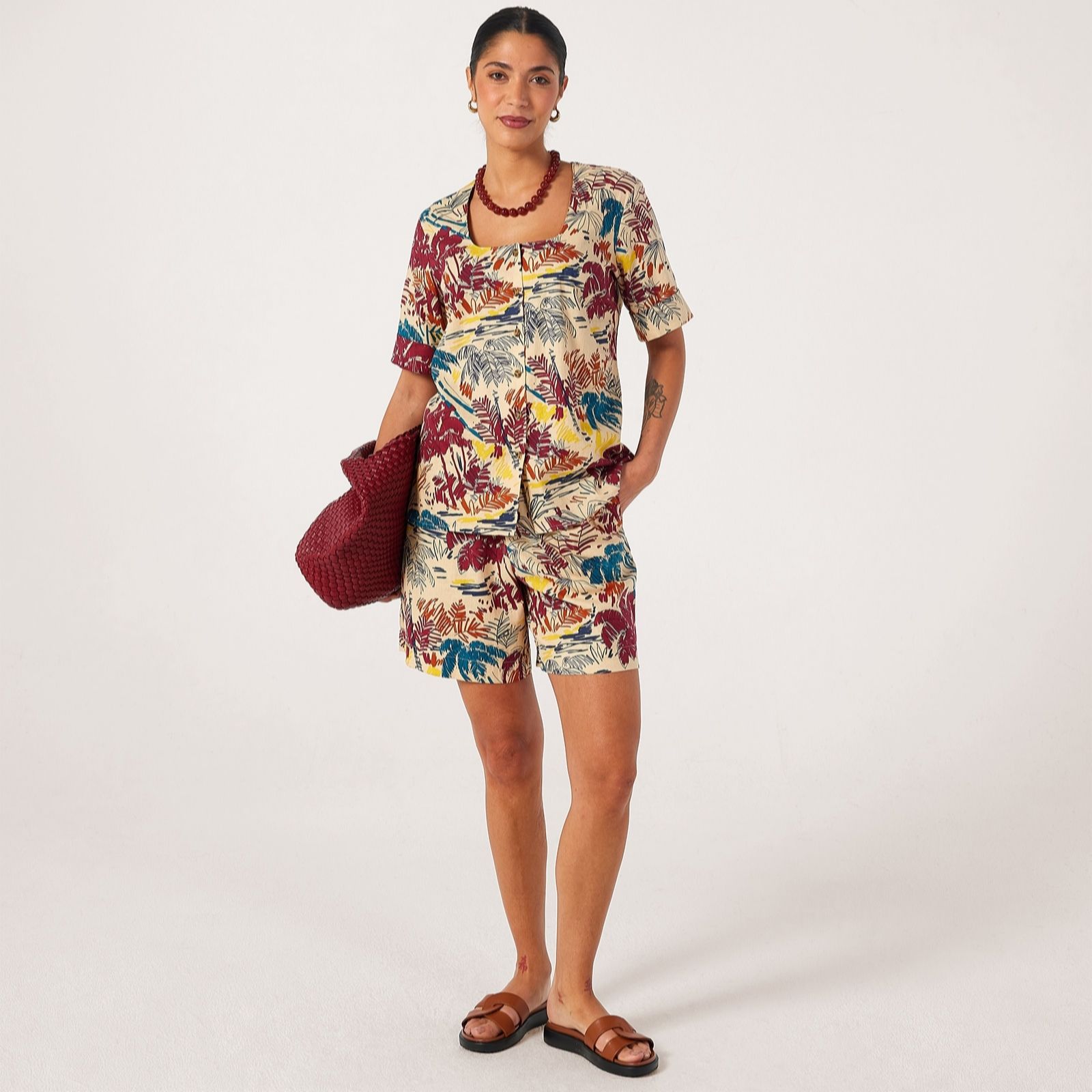 Ben De Lisi Sketched Tropical Studio 70 Printed Top