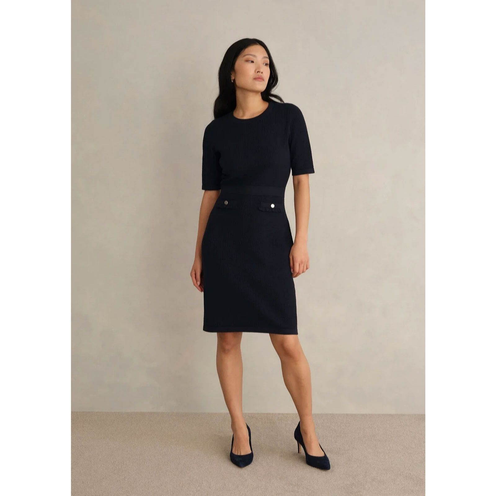 Hobbs London Hobbs Navy Petra Knitted Dress