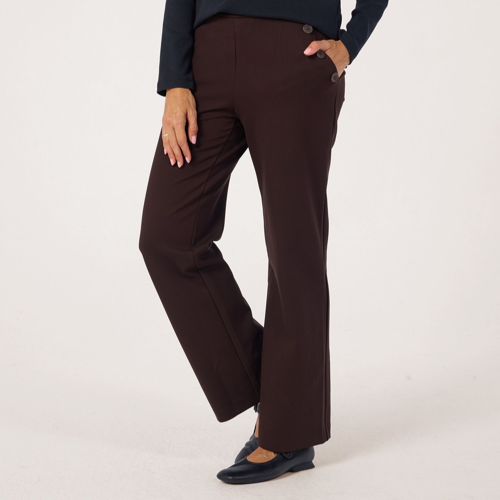 Kim & Co Stretch Ponte Jersey Straight Leg Sailor Standard Trousers women's