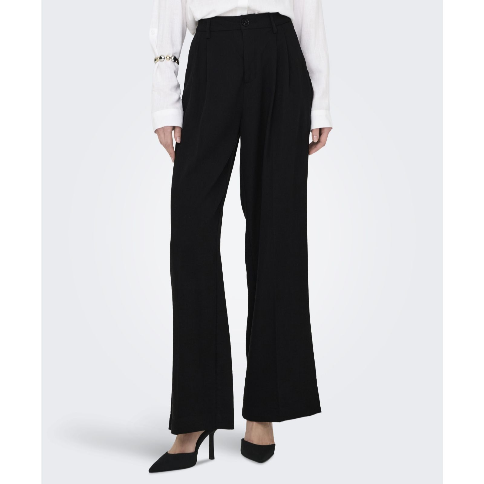Jdy Black River High Waisted Wide Leg Trouser