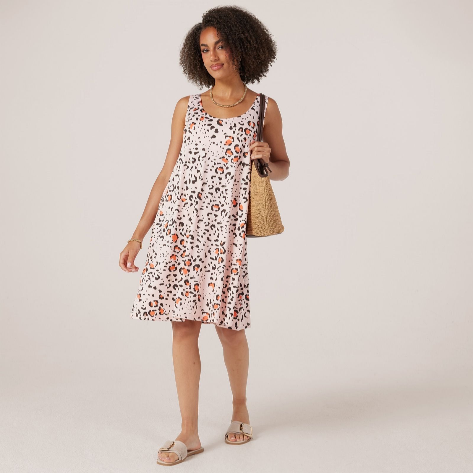 Kim & Co Printed Brazil Jersey Sleeveless Flared Short Dress with P... women's