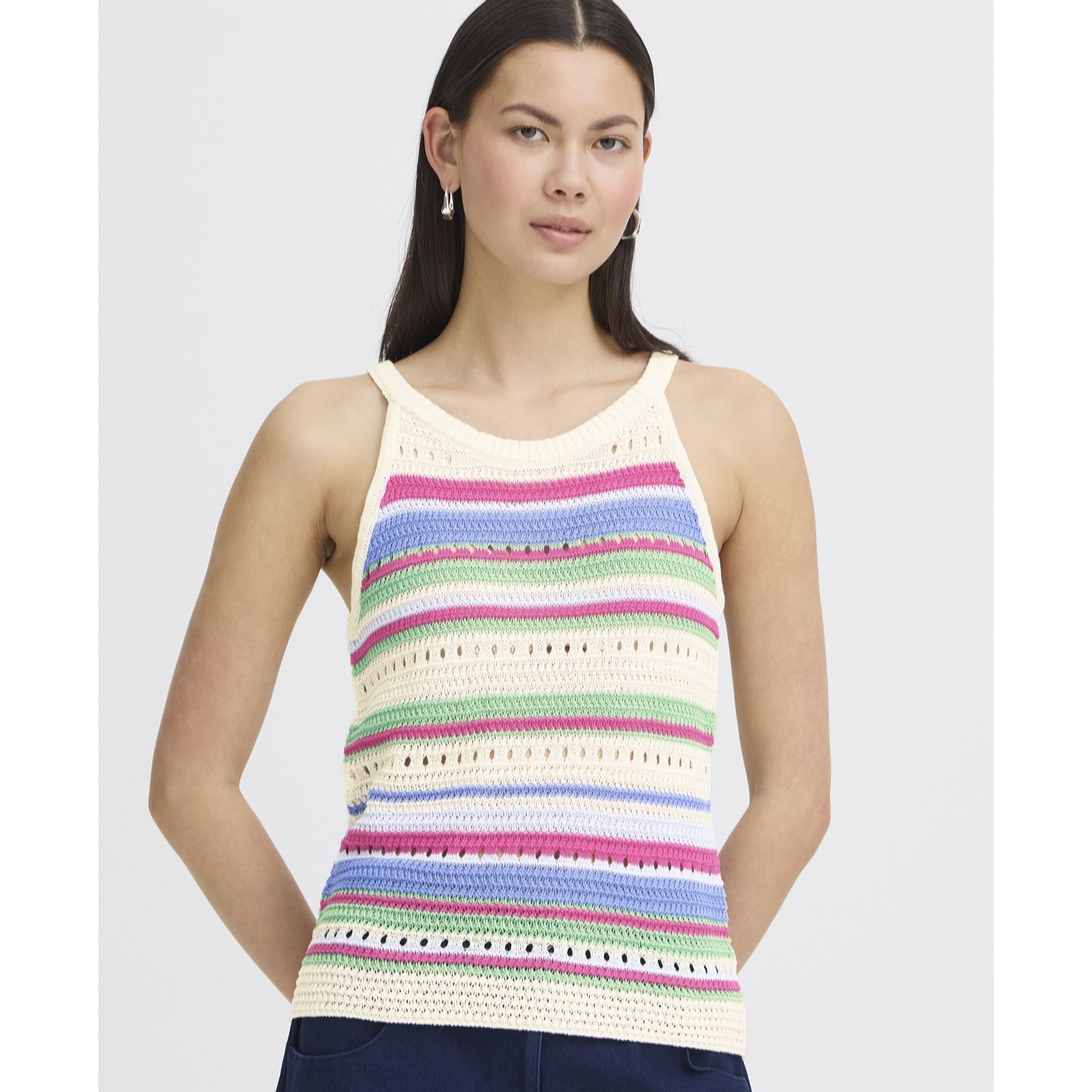 Ichi Multi Florise Striped Top