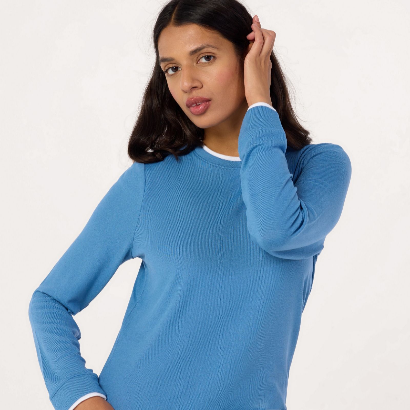 Denim & Co Heavenly Jersey Double Layer Long Sleeve Top