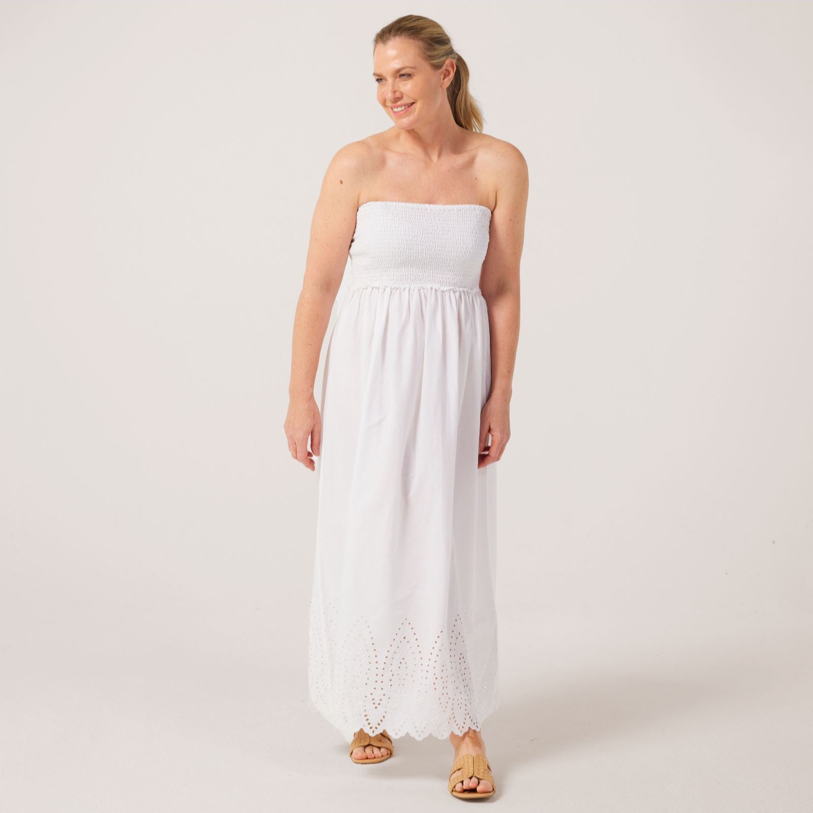 Only Tulum Broderie Bardot Maxi Dress