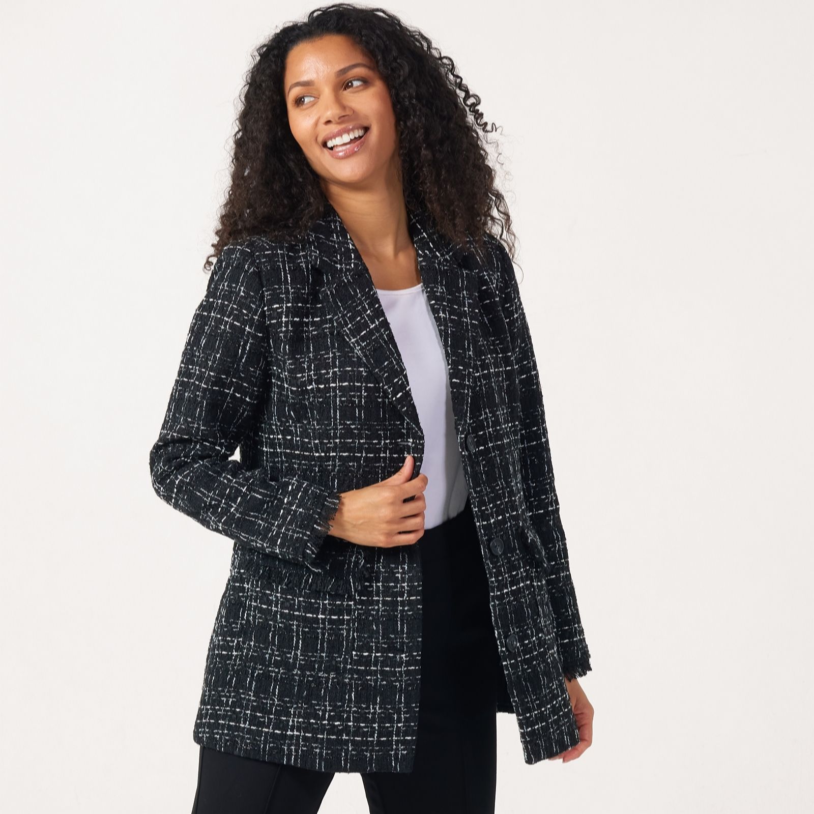 Marlawynne Black Tweed Collection Tweed Feel Blazer Jacket