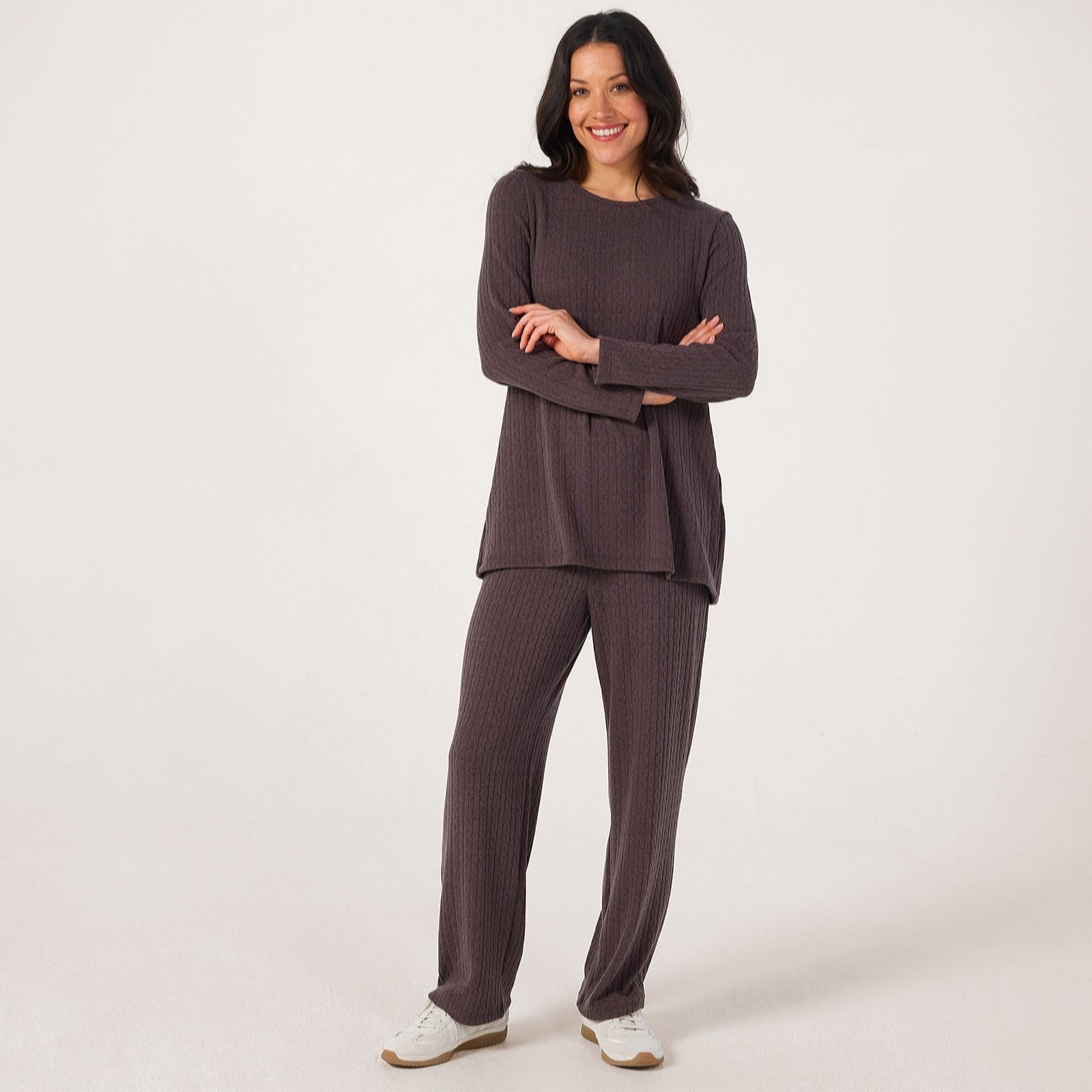 Kim & Co Black Fine Cable Knit Tunic Jumper