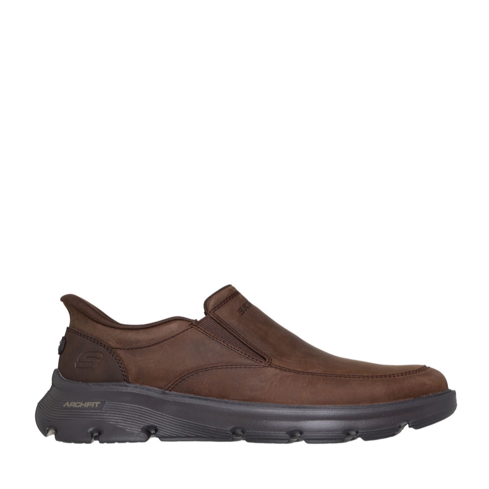 Skechers Men's Slip-ins Relaxed Fit: Arch Fit Garza - Umar Sneaker in Cocoa, Size 12 | Leather/Synthetic/Textile