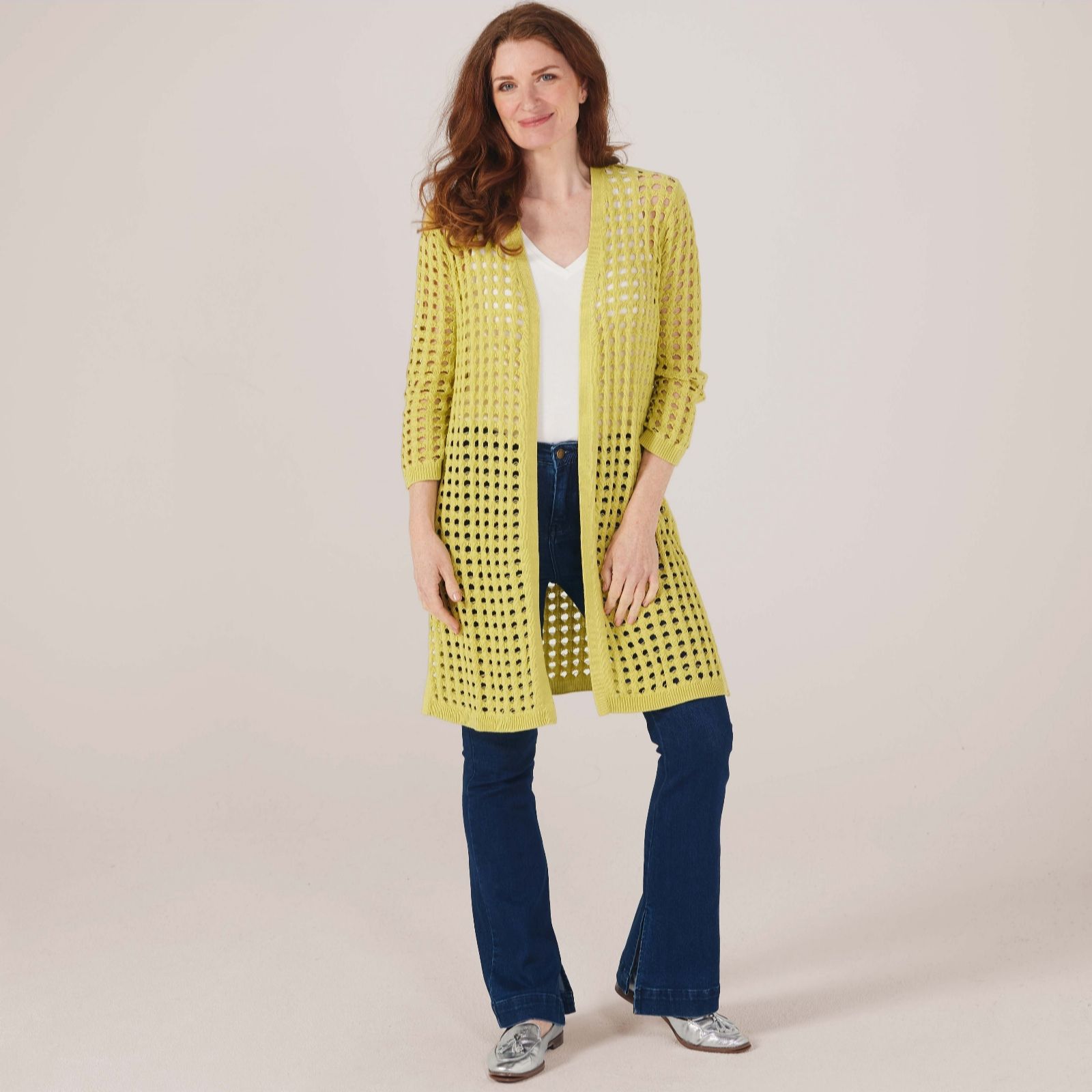 Marlawynne Deep Sea Wynne Layers Cotton Open Knit Duster