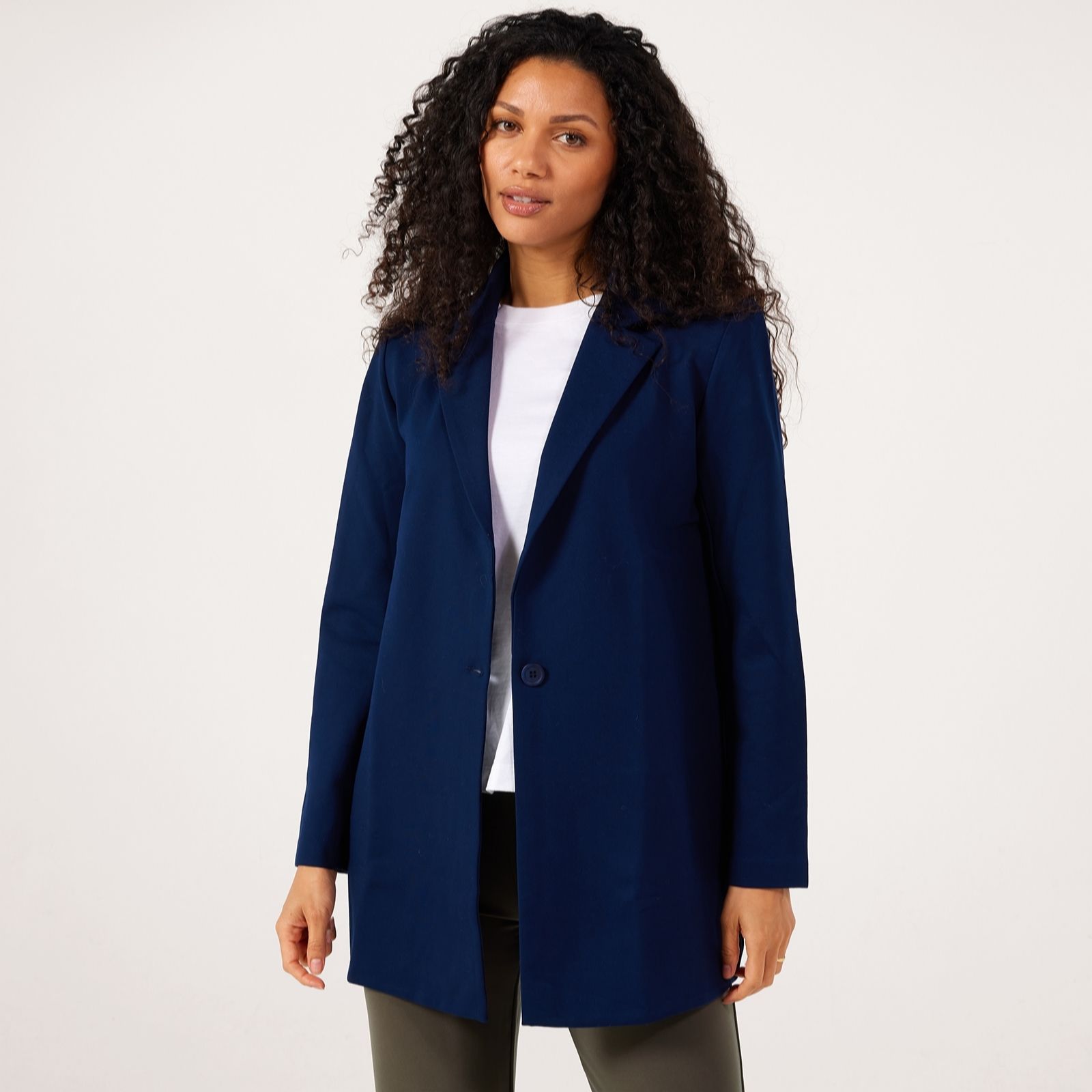 Kim & Co Black Stretch Ponte Long Sleeve Relaxed Blazer