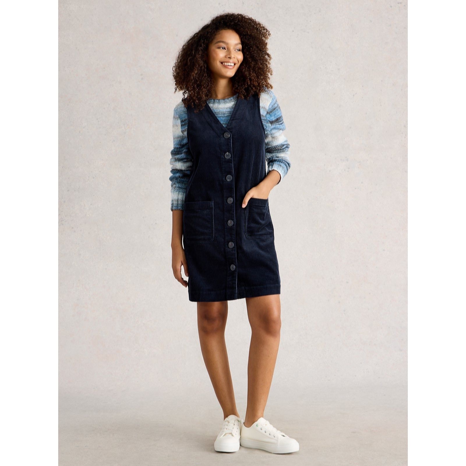 White Stuff Rose Cord Pinafore Dress women's