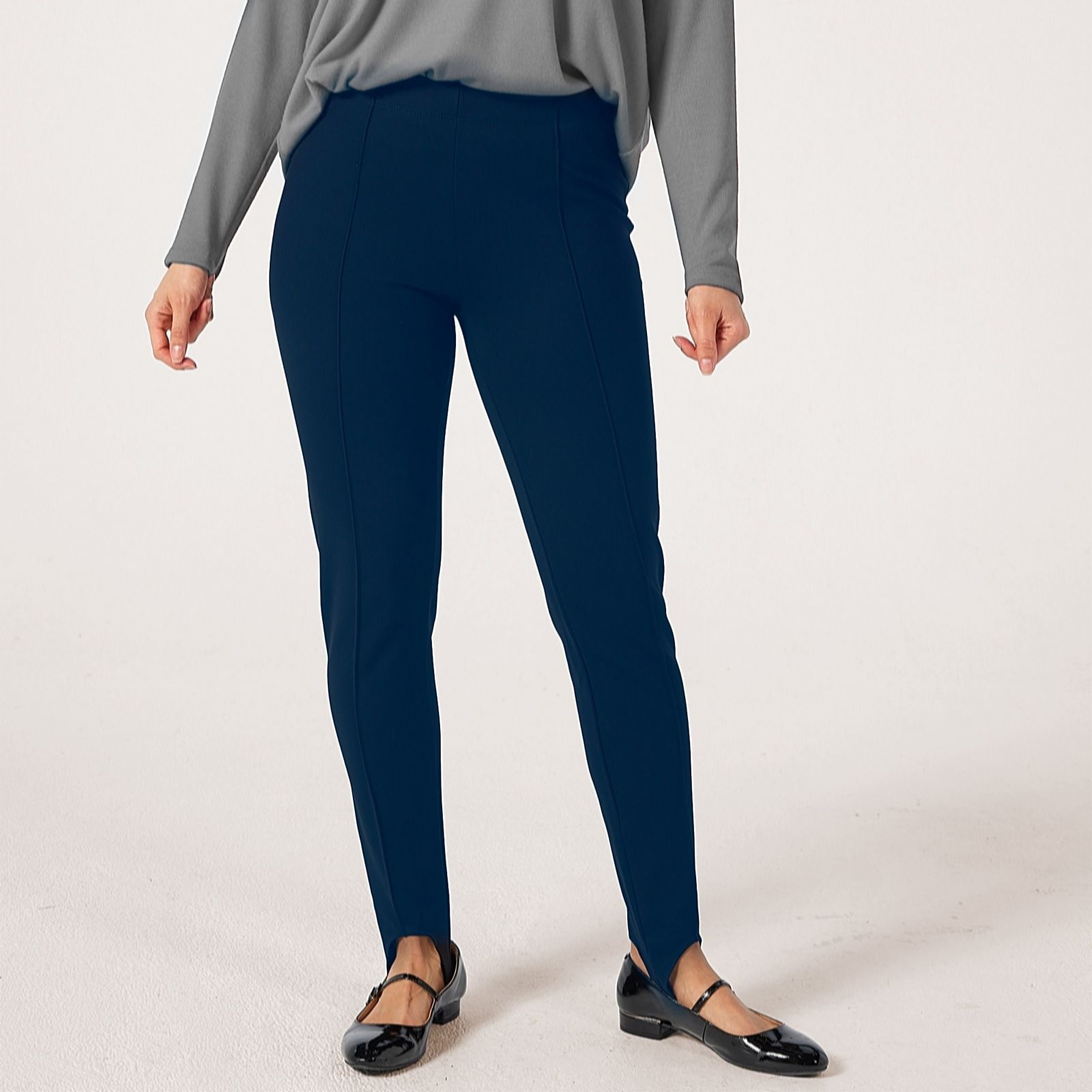 Kim & Co Black Stretch Ponte Petite Stirrup Trouser